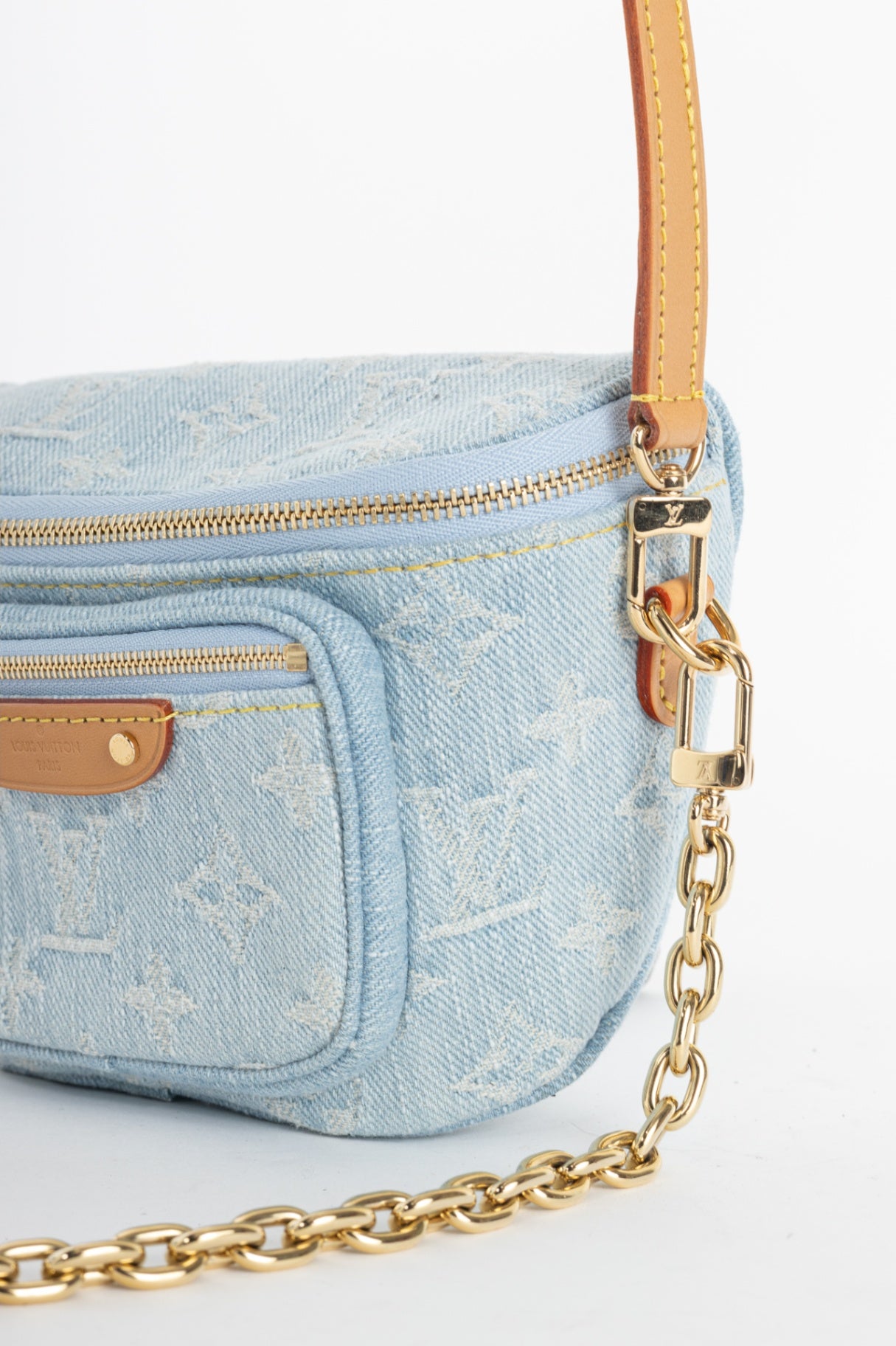 Sky Blue Monogram Denim Mini Bumbag