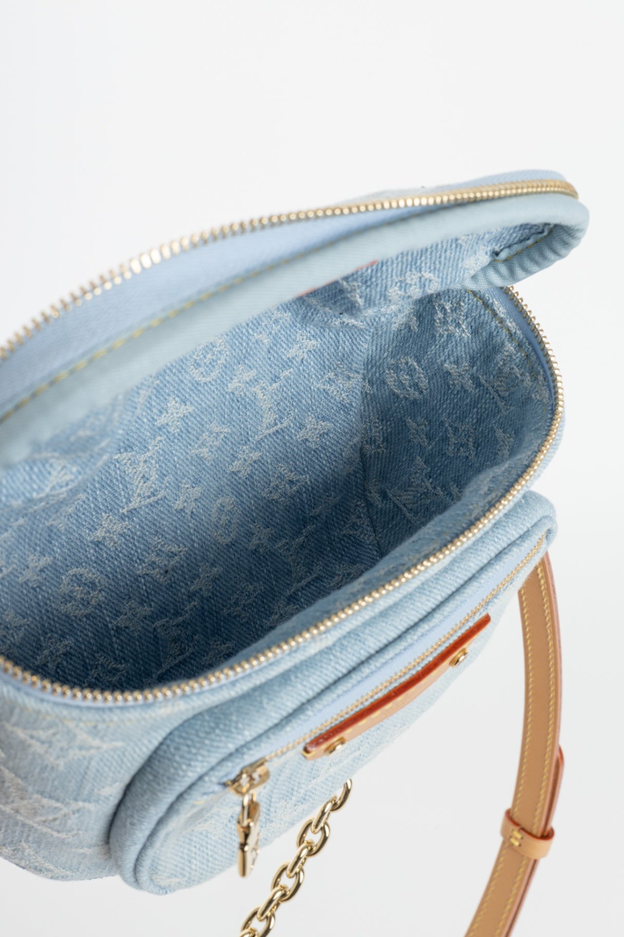 Sky Blue Monogram Denim Mini Bumbag
