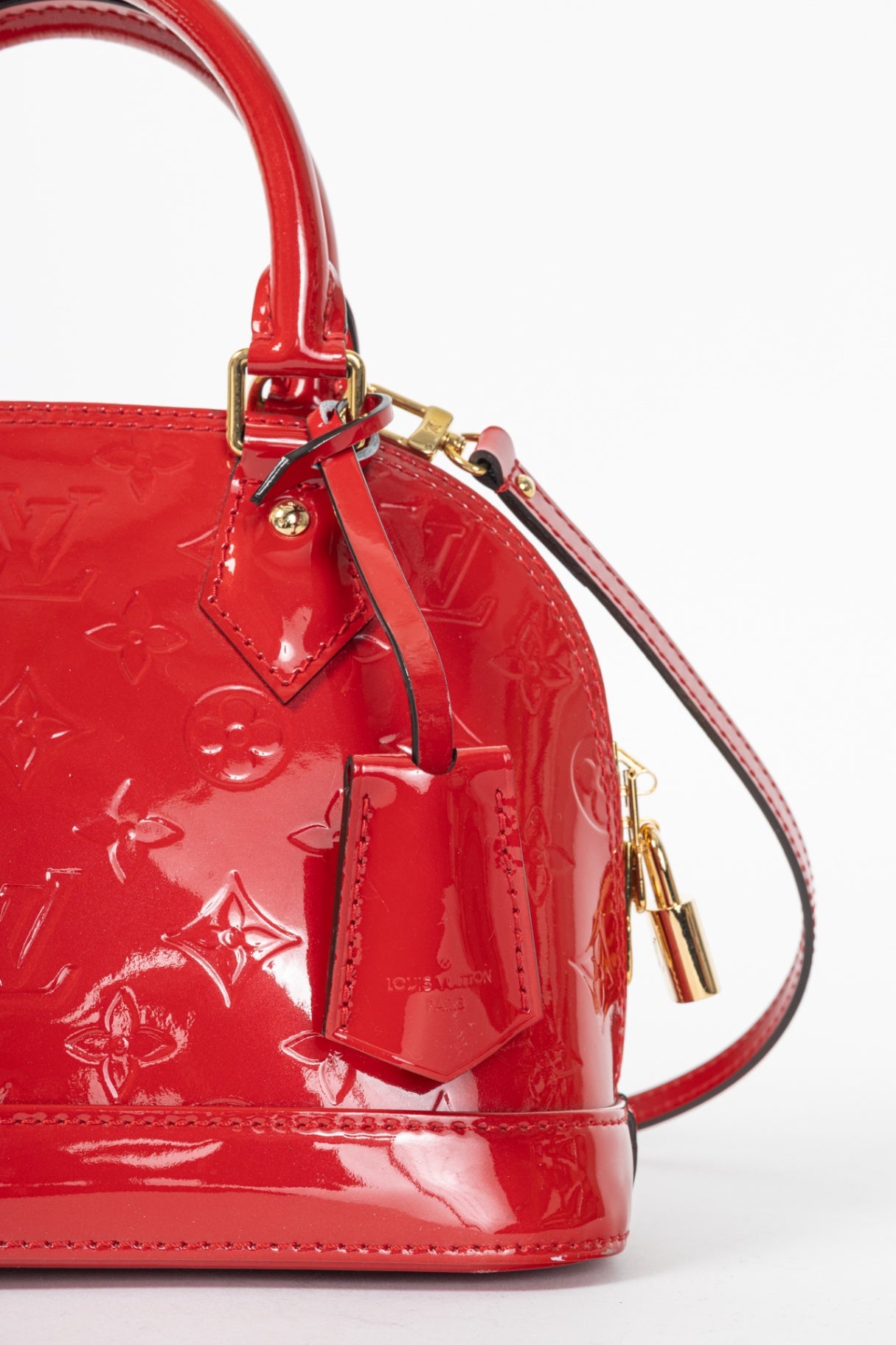 Alma BB Cerise Monogram Vernis Tote