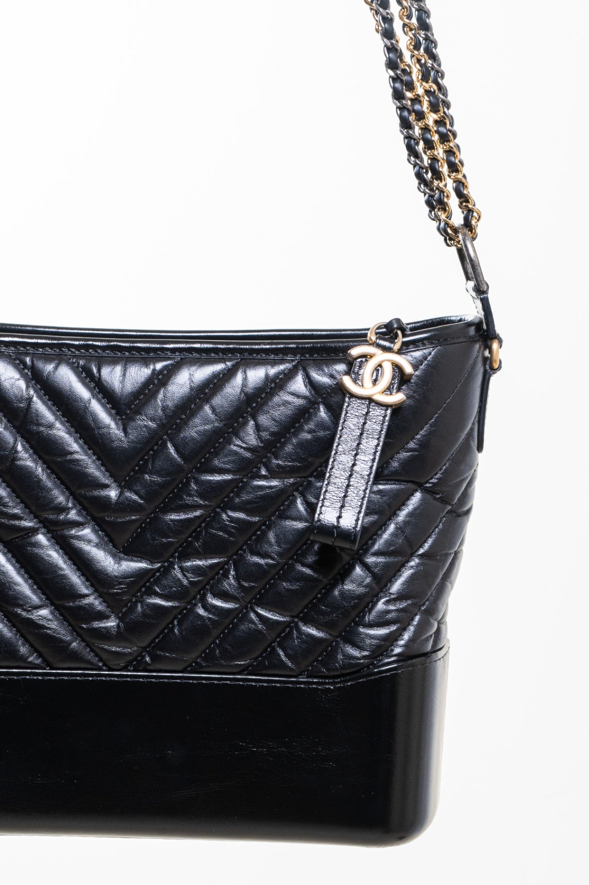 Black Quilted Cheveron Medium Gabrielle Shoulder Bag