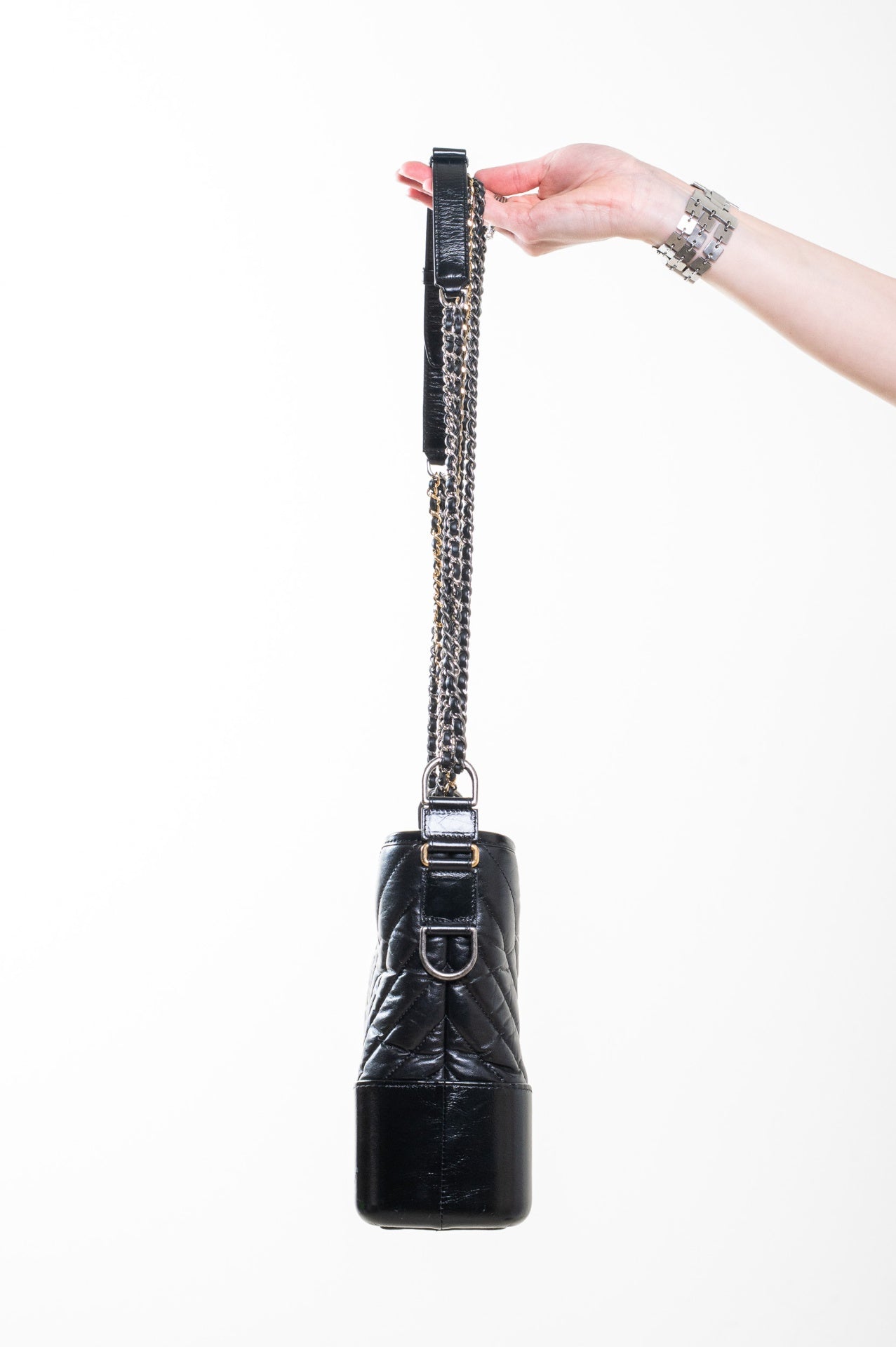 Black Quilted Cheveron Medium Gabrielle Shoulder Bag