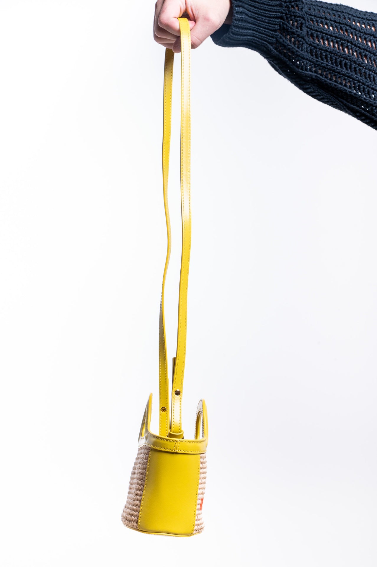 Yellow Micro Tropicalia Raffia And Leather Tote Bag