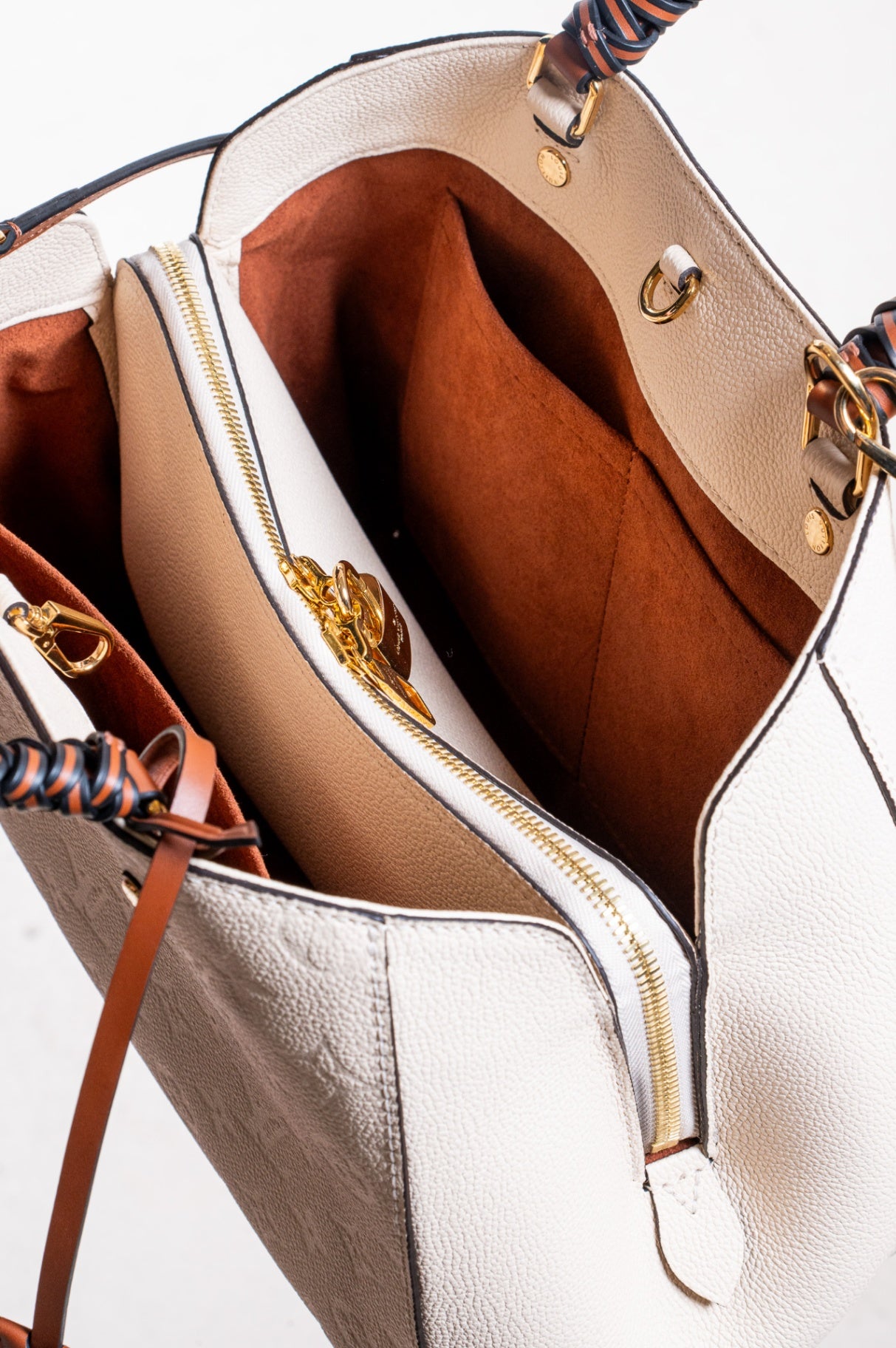 Creme Monogram Montaigne MM Top Handle Bag