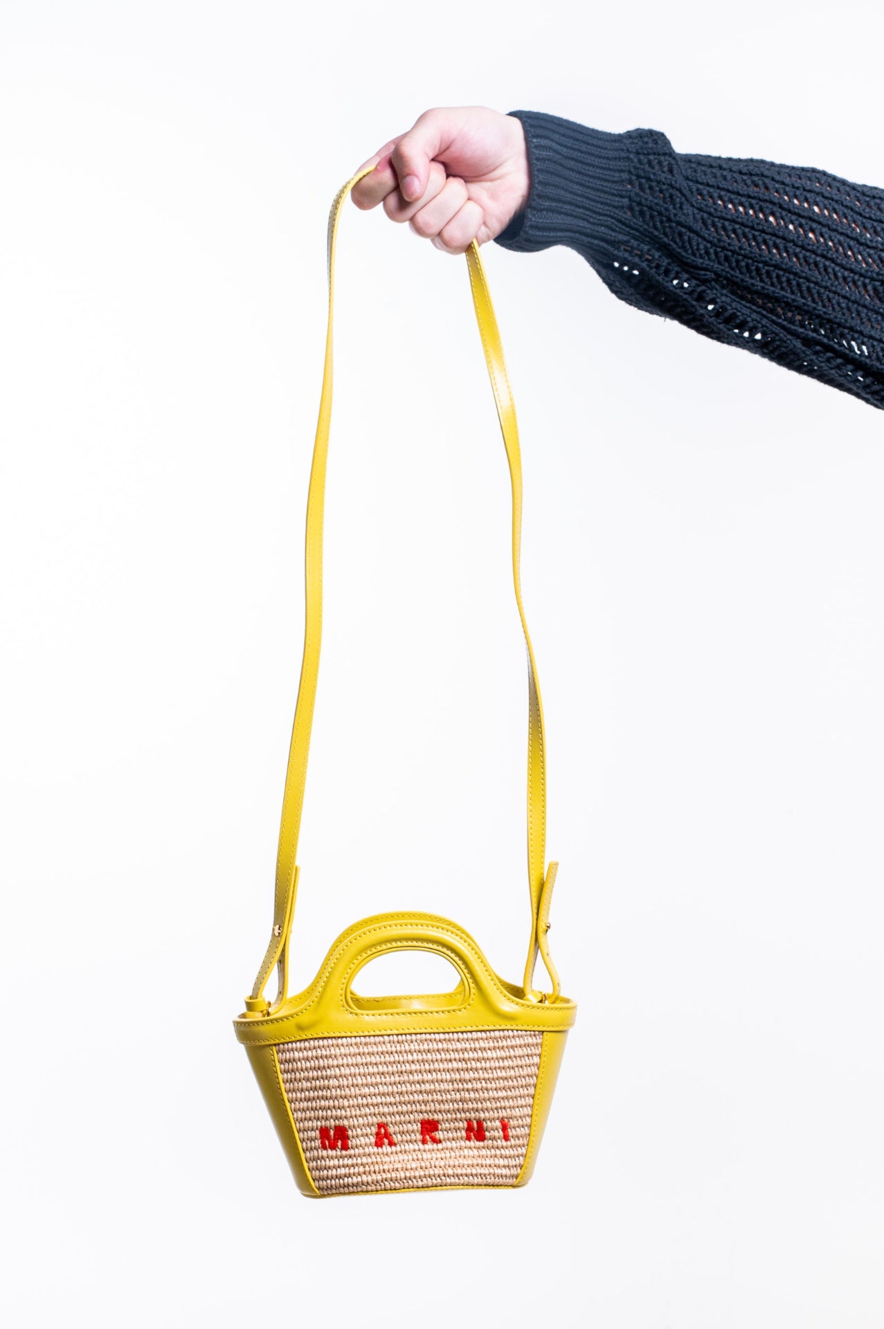 Yellow Micro Tropicalia Raffia And Leather Tote Bag