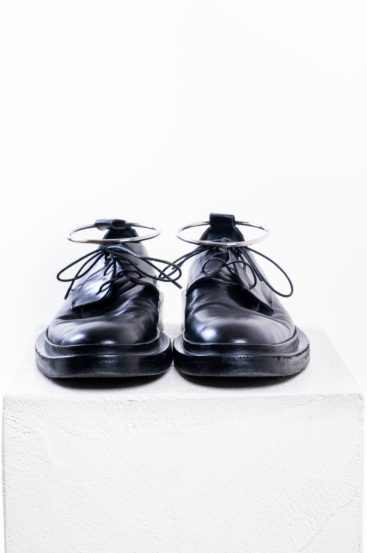 Black Anklet Leather Derby Shoes