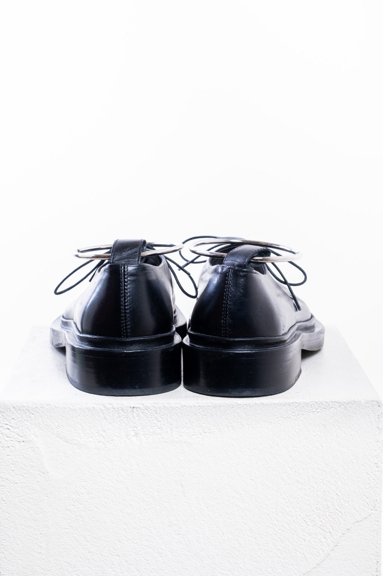 Black Anklet Leather Derby Shoes