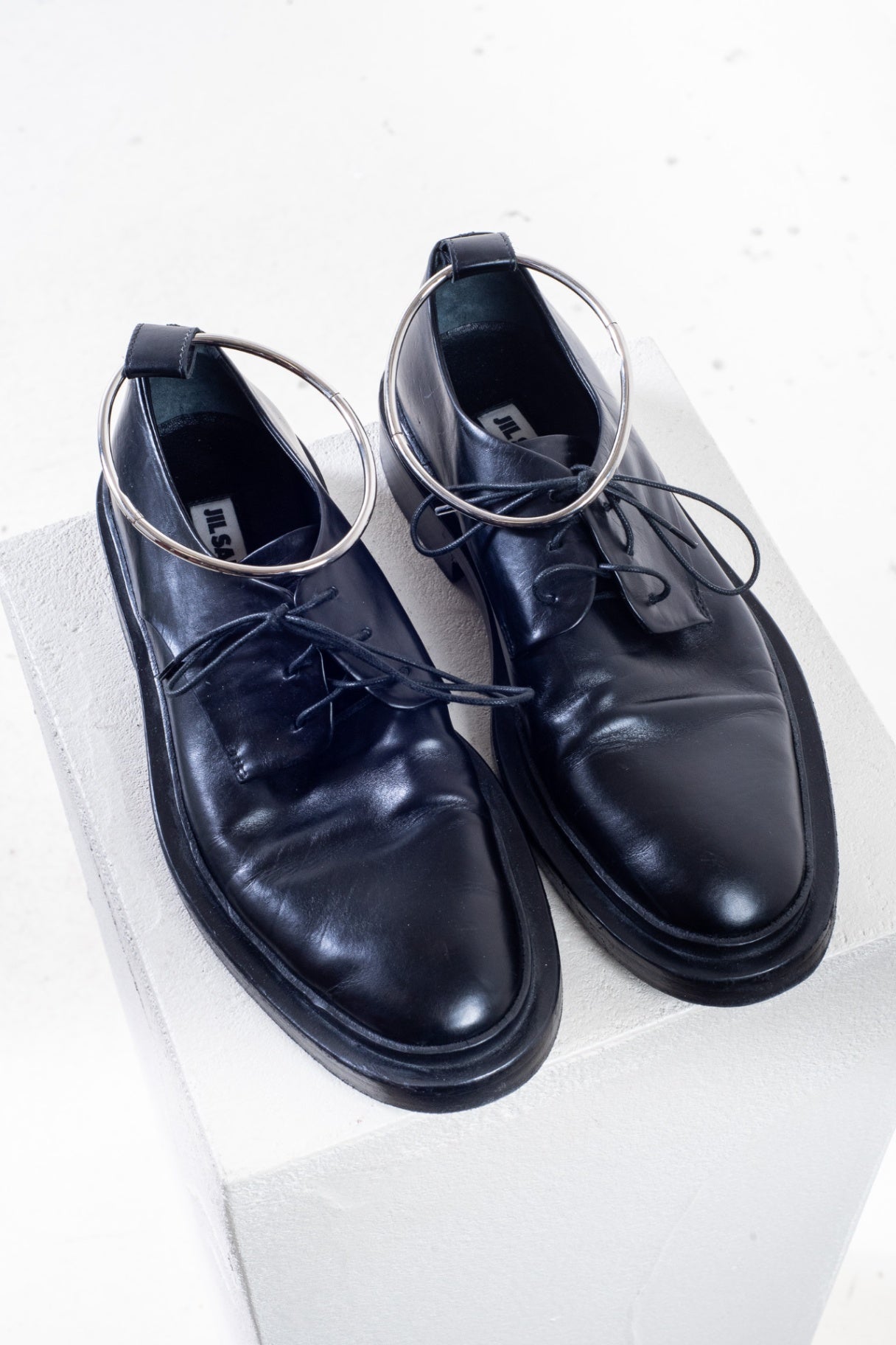 Black Anklet Leather Derby Shoes