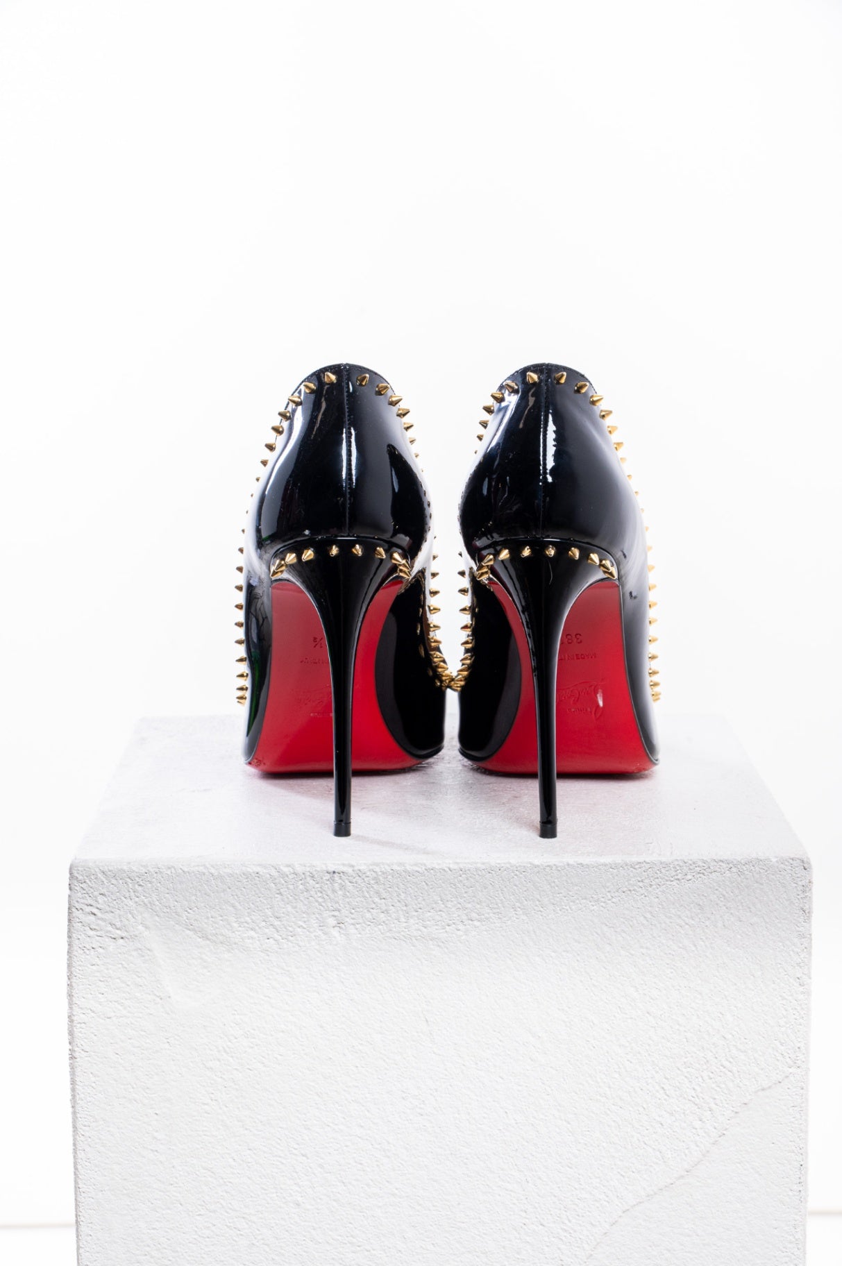 Black Patent Leather Studded Anjalina 100 Heels
