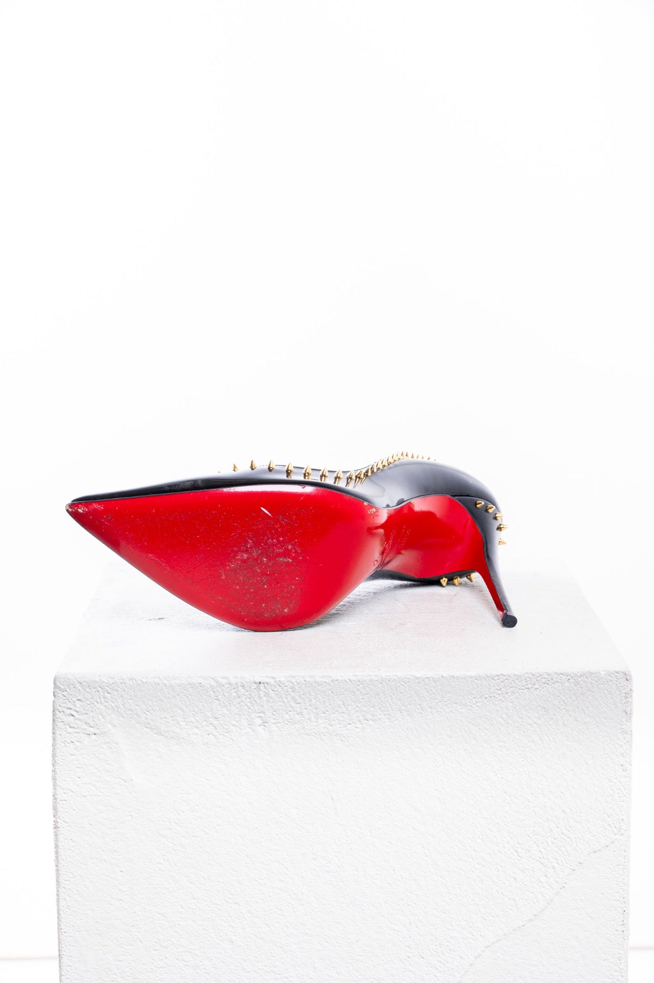 Black Patent Leather Studded Anjalina 100 Heels