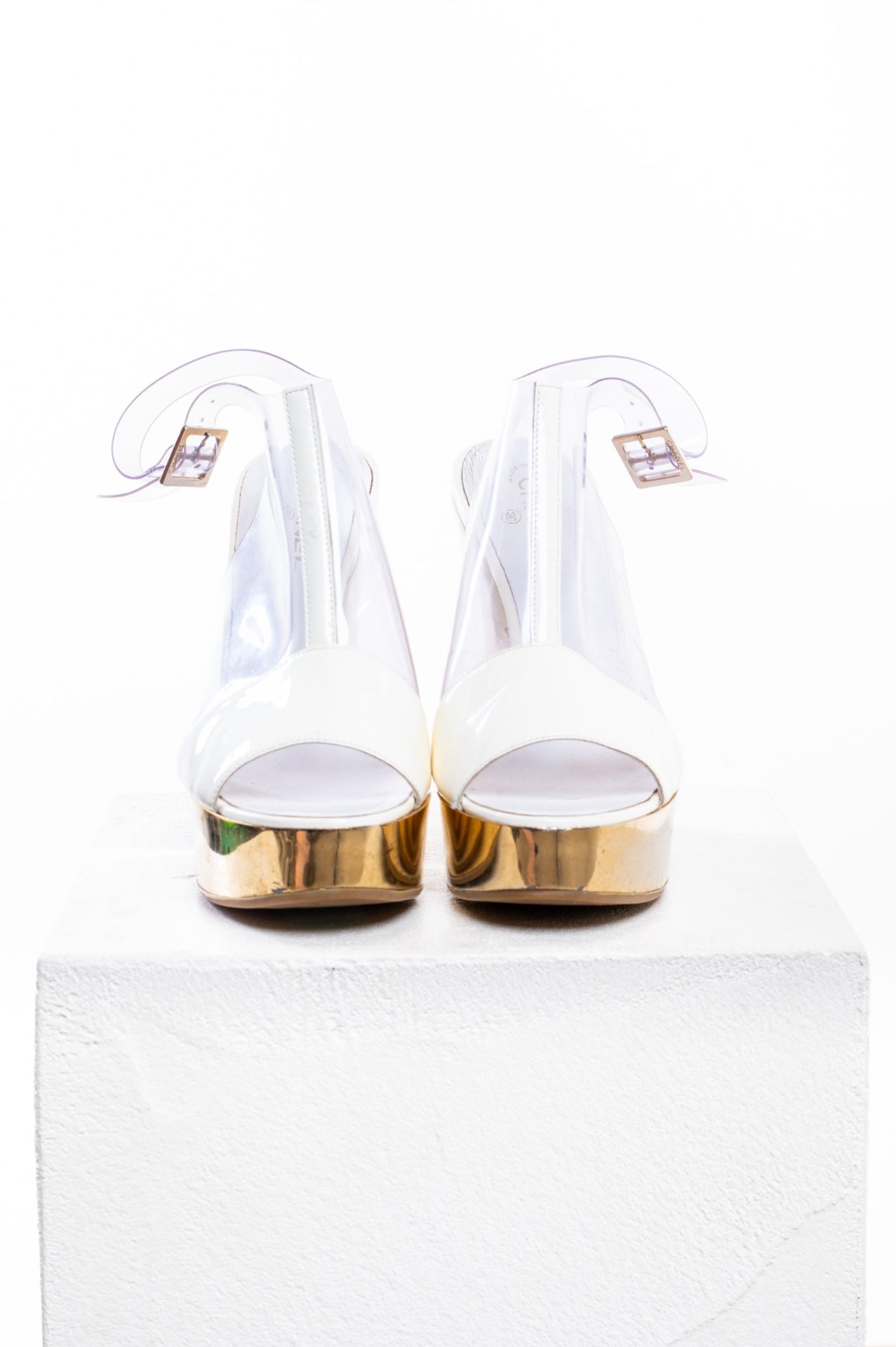 Vintage White & Gold PVC Platform Sandal