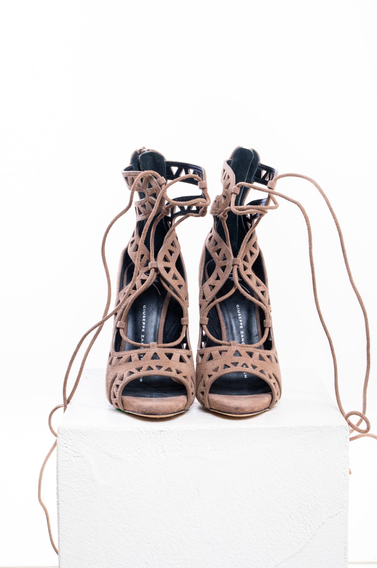 Light brown suede heels