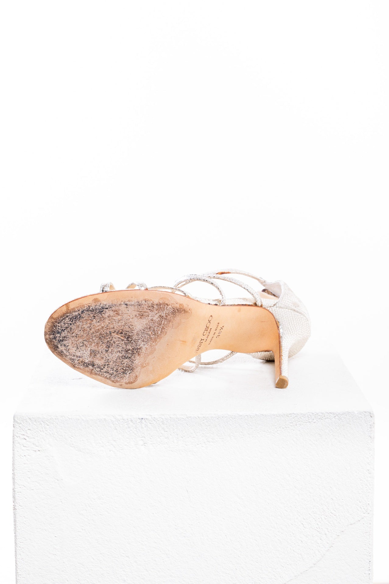 Gold Metallic Leather Strappy Sandals