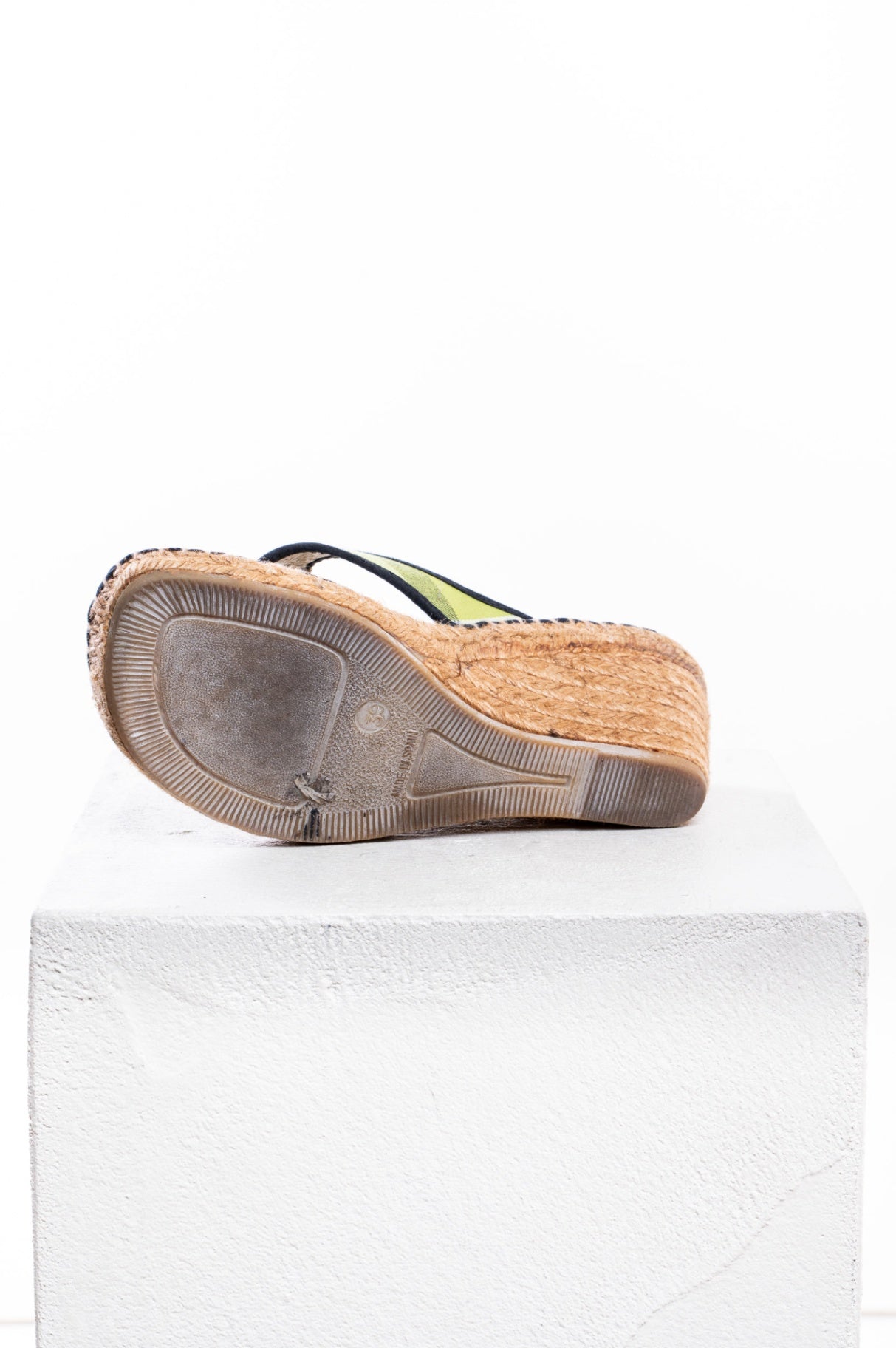 Green Plaid Print Nova Check Canvas Wedge Espadrille Sandal
