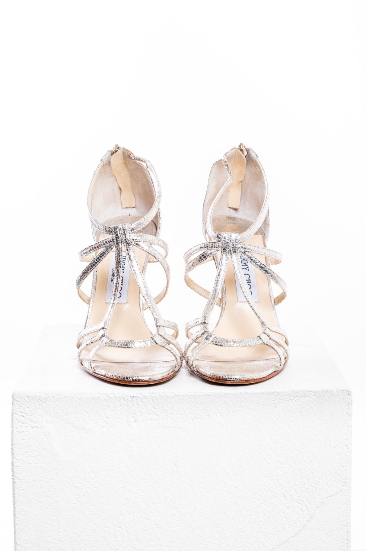Gold Metallic Leather Strappy Sandals
