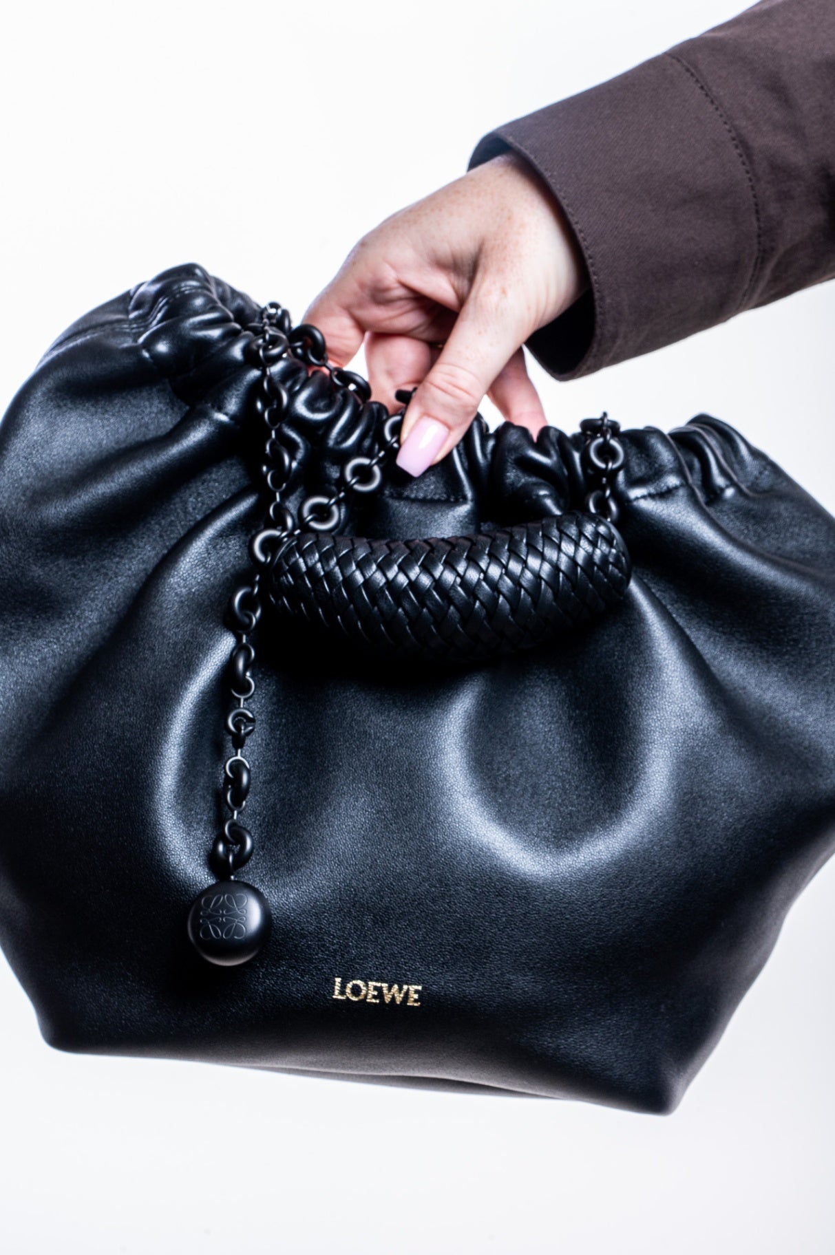 Black Small Squeeze Leather Hobo Bag