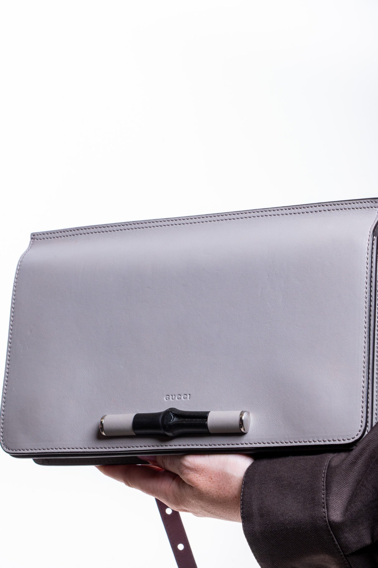 Grey Bamboo Flap Shoulder Bag