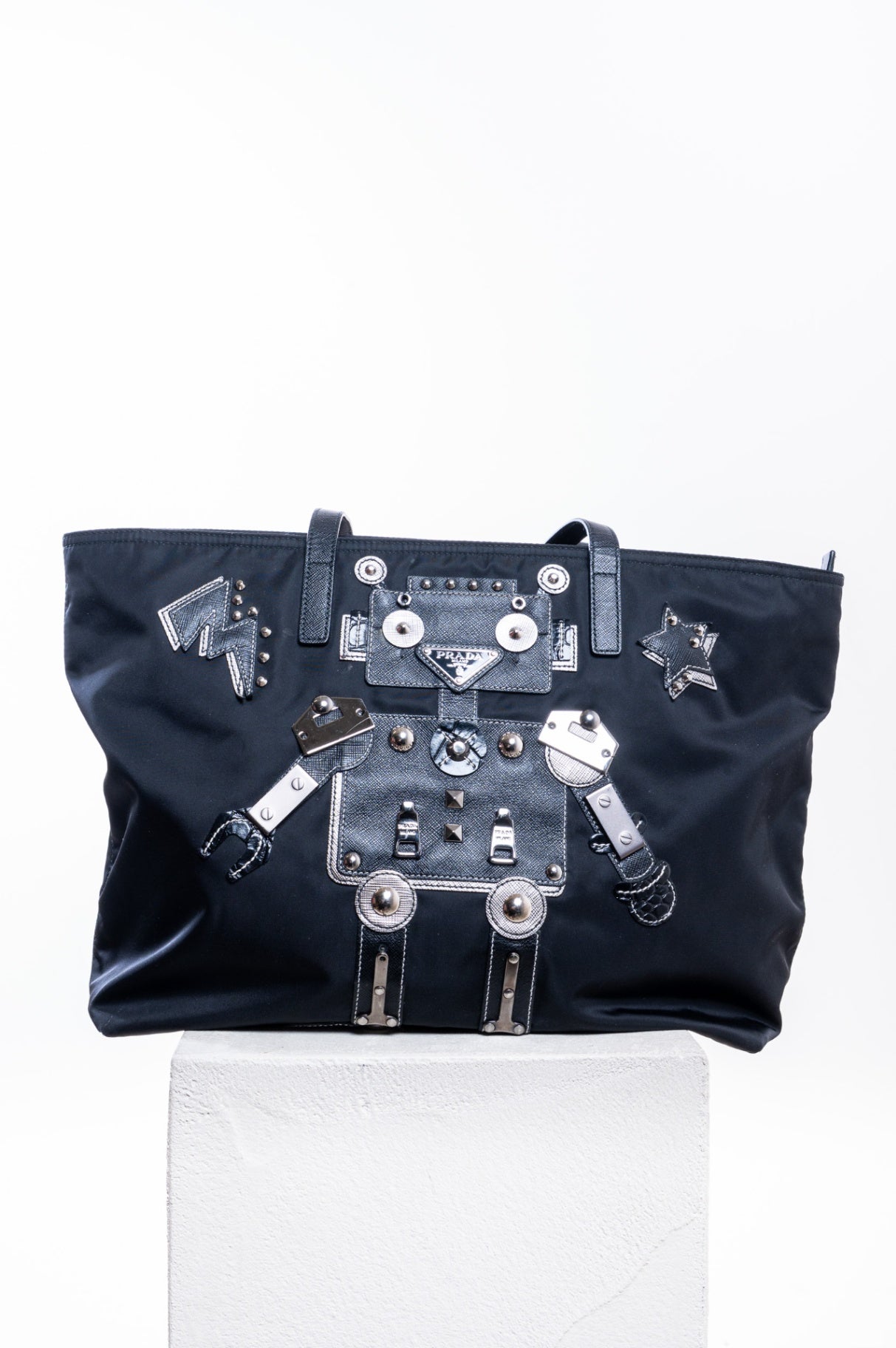 Black Tessuto Robot Tote