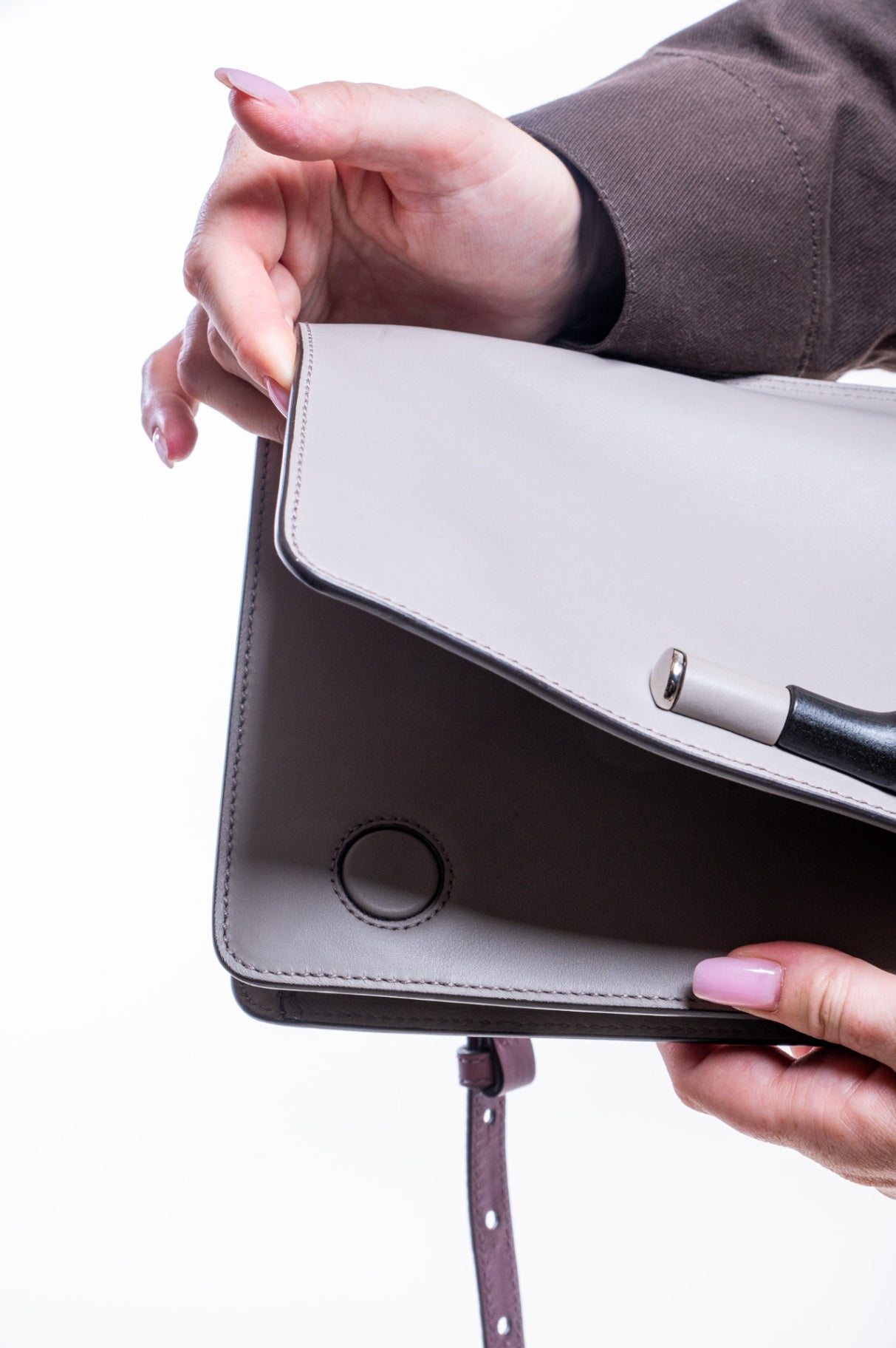 Grey Bamboo Flap Shoulder Bag