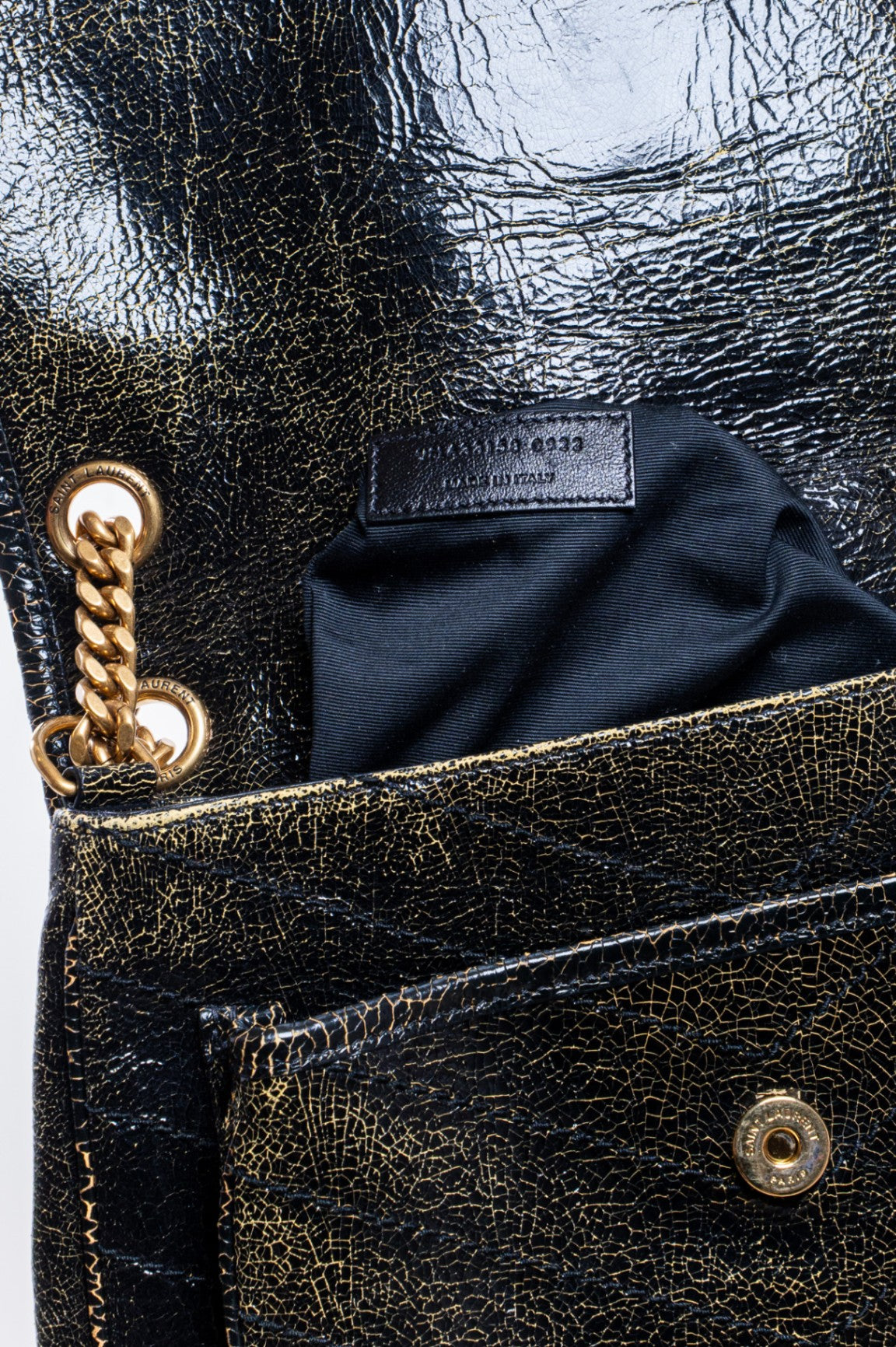 Black Cracked Patent Leather Medium Niki Bag
