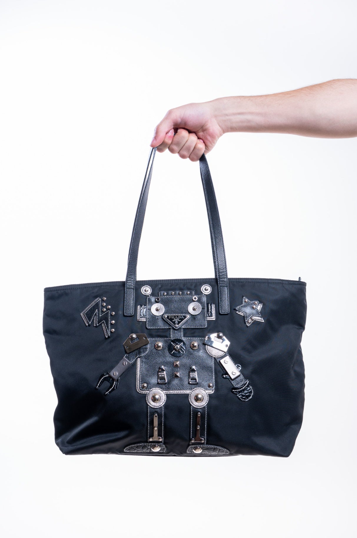 Black Tessuto Robot Tote