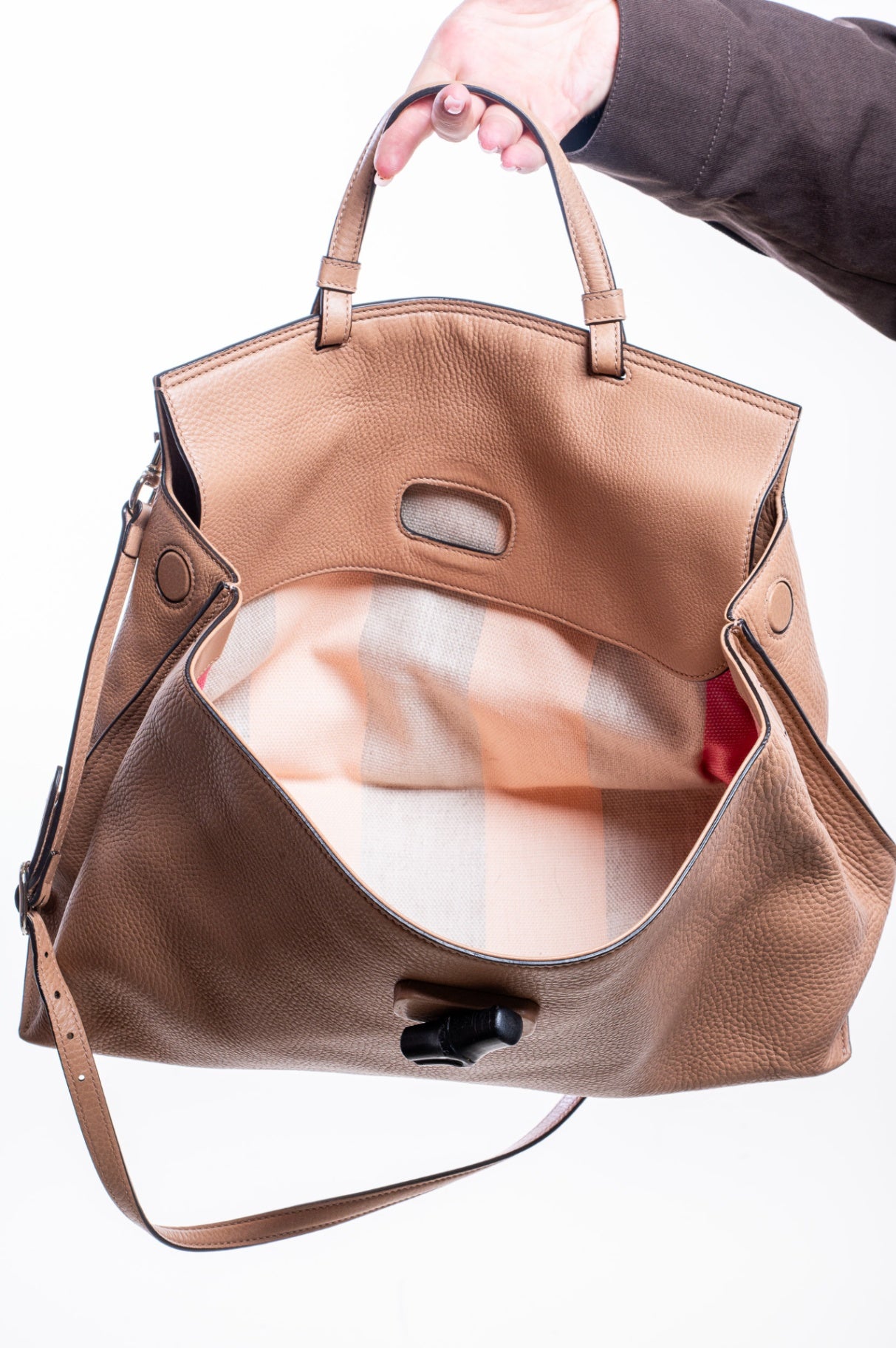 Tan Leather Bamboo Daily Satchel