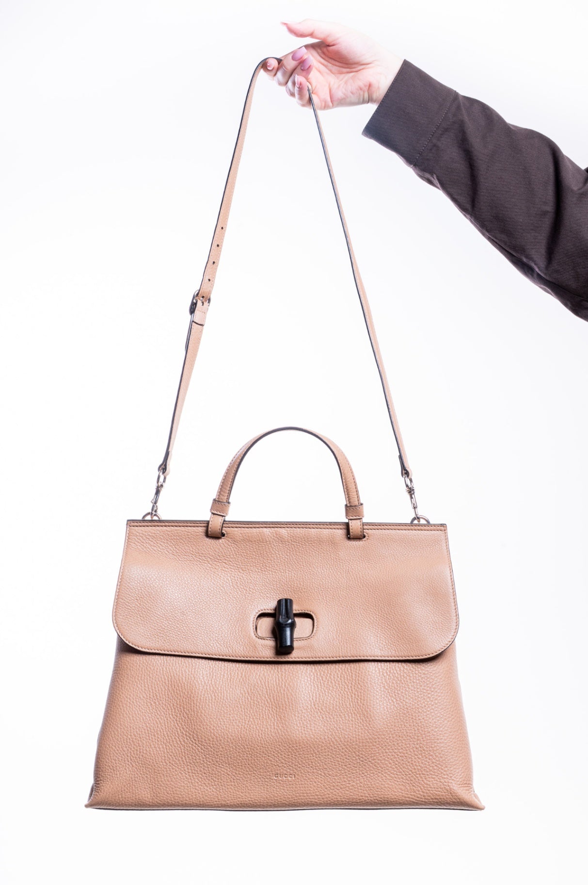 Tan Leather Bamboo Daily Satchel