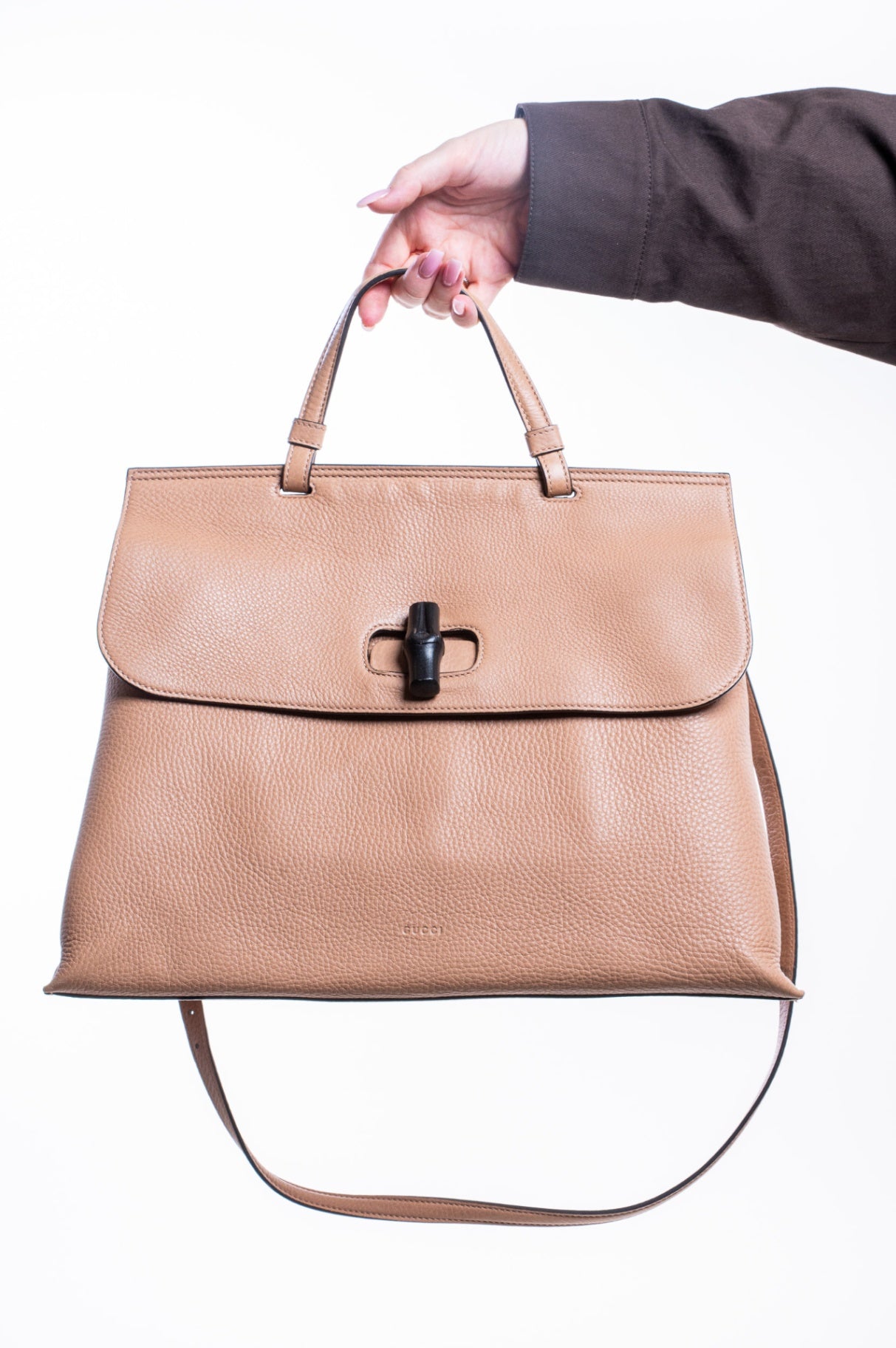 Tan Leather Bamboo Daily Satchel