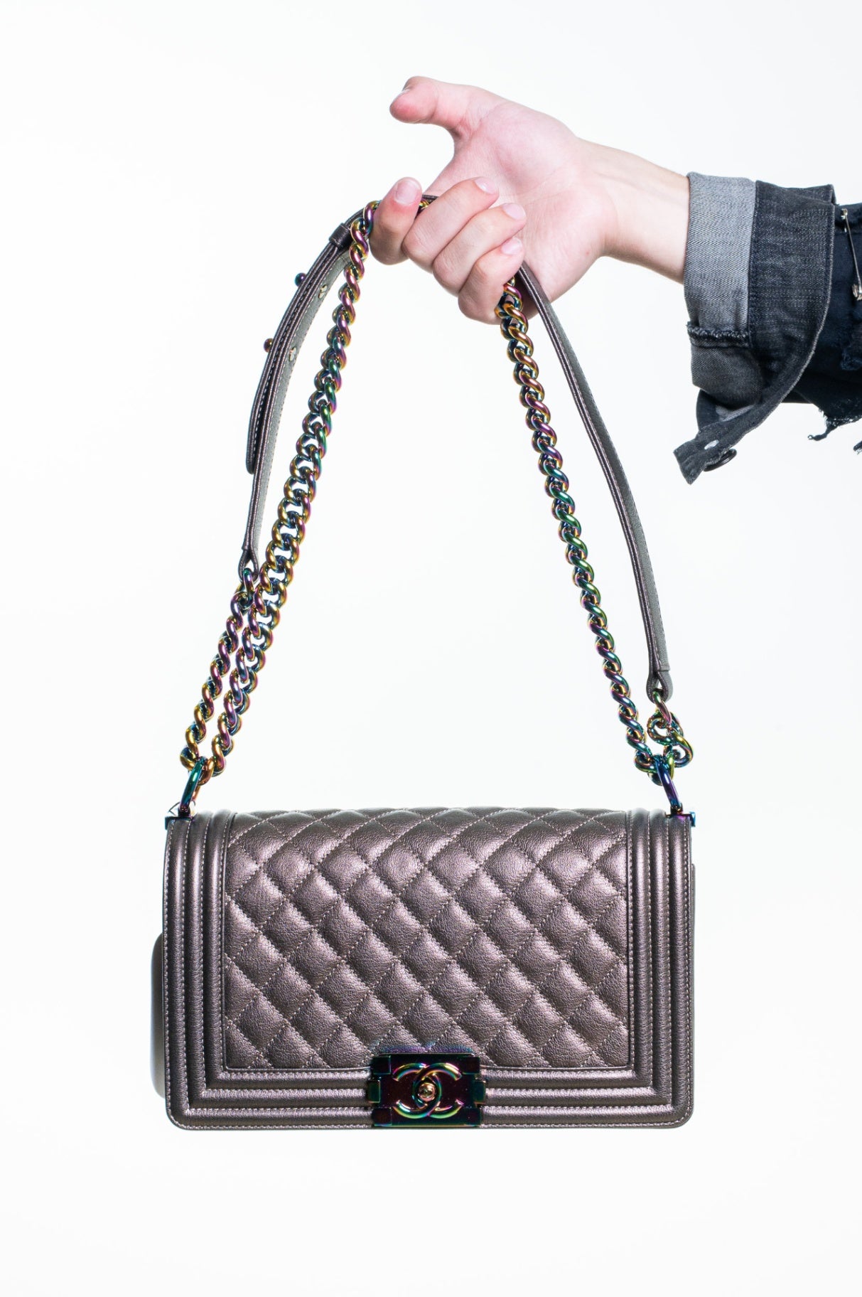 Iridescent Medium Boy Bag