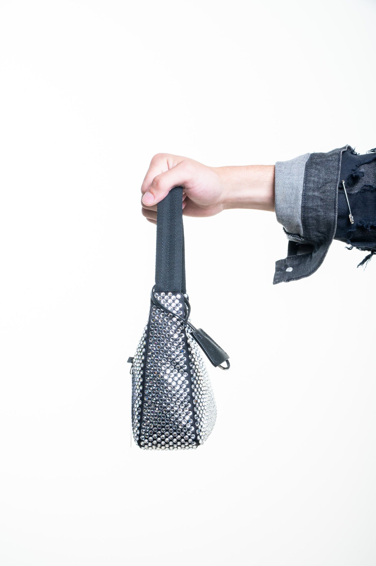Re-Edition 2000 Crystal Embellished Satin Mini Bag