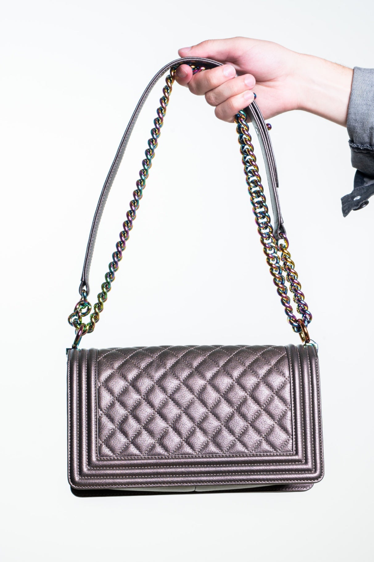 Iridescent Medium Boy Bag