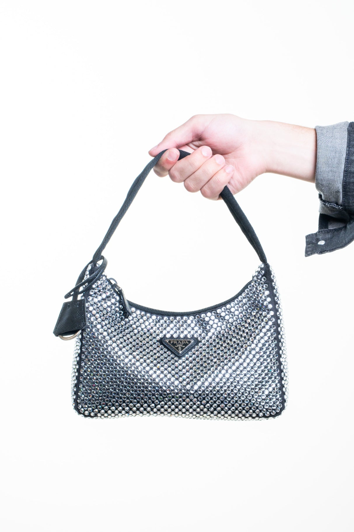 Re-Edition 2000 Crystal Embellished Satin Mini Bag