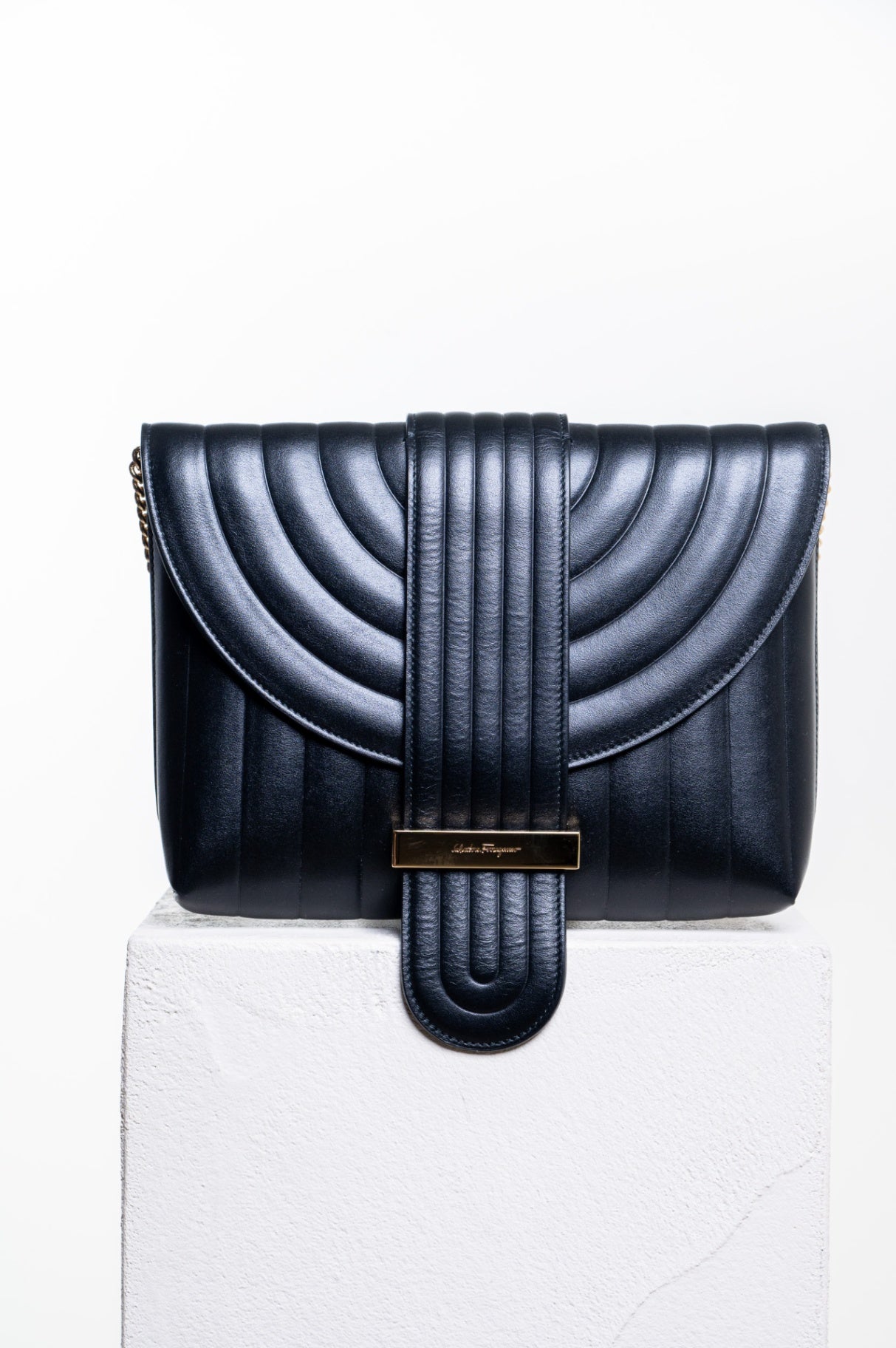 Black Rosette Leather Chain Crossbody Bag