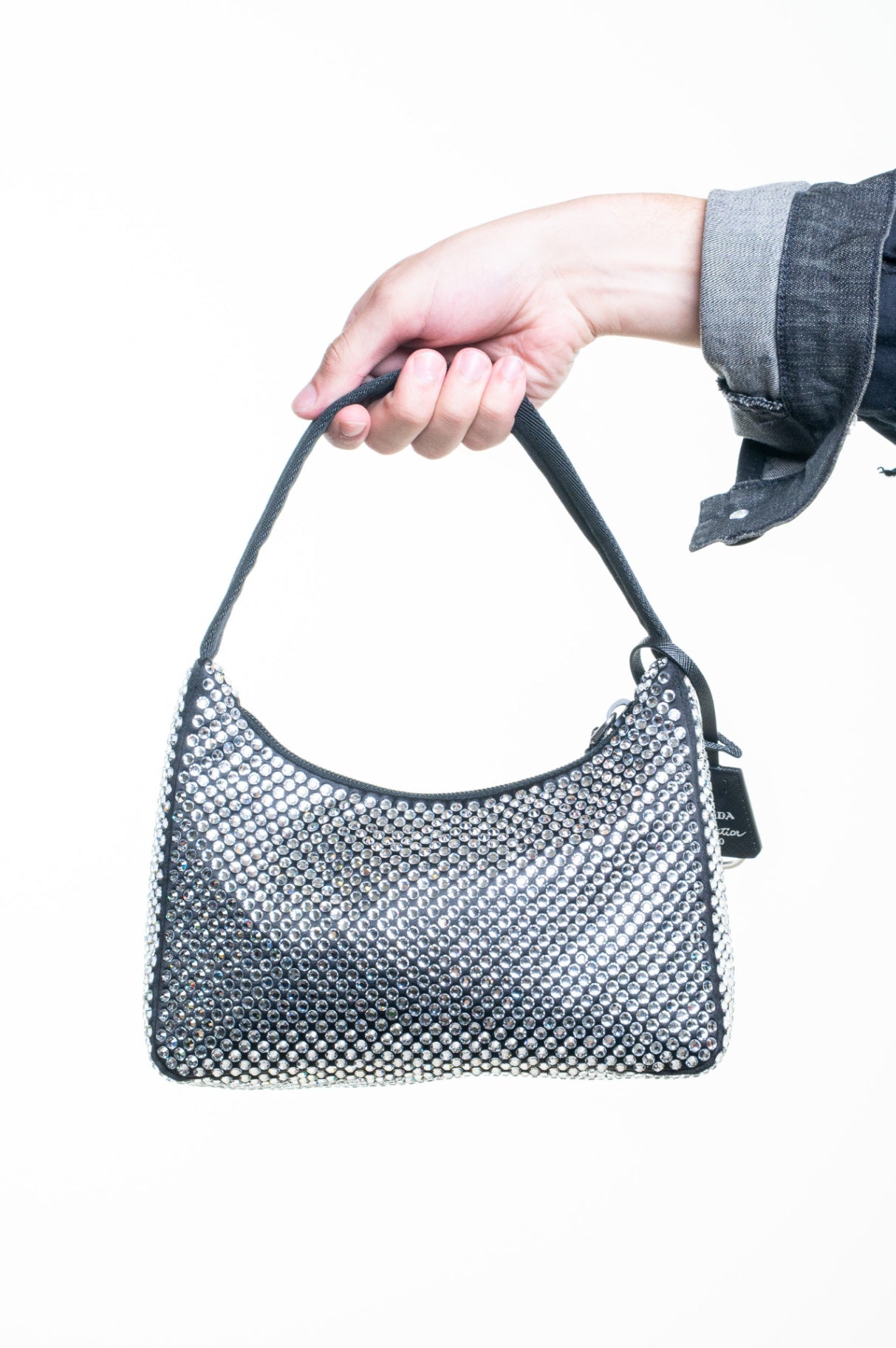 Re-Edition 2000 Crystal Embellished Satin Mini Bag