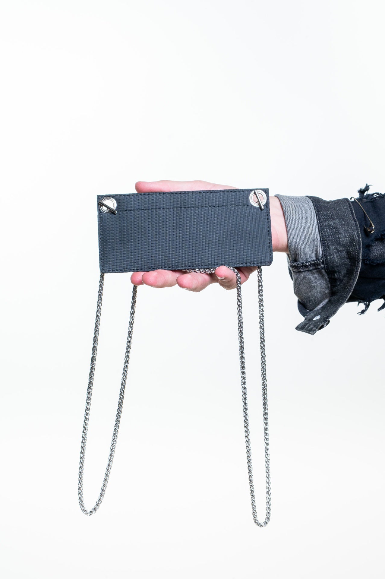 Bleu Chevre Mysore Leather Palladium Kelly Wallet