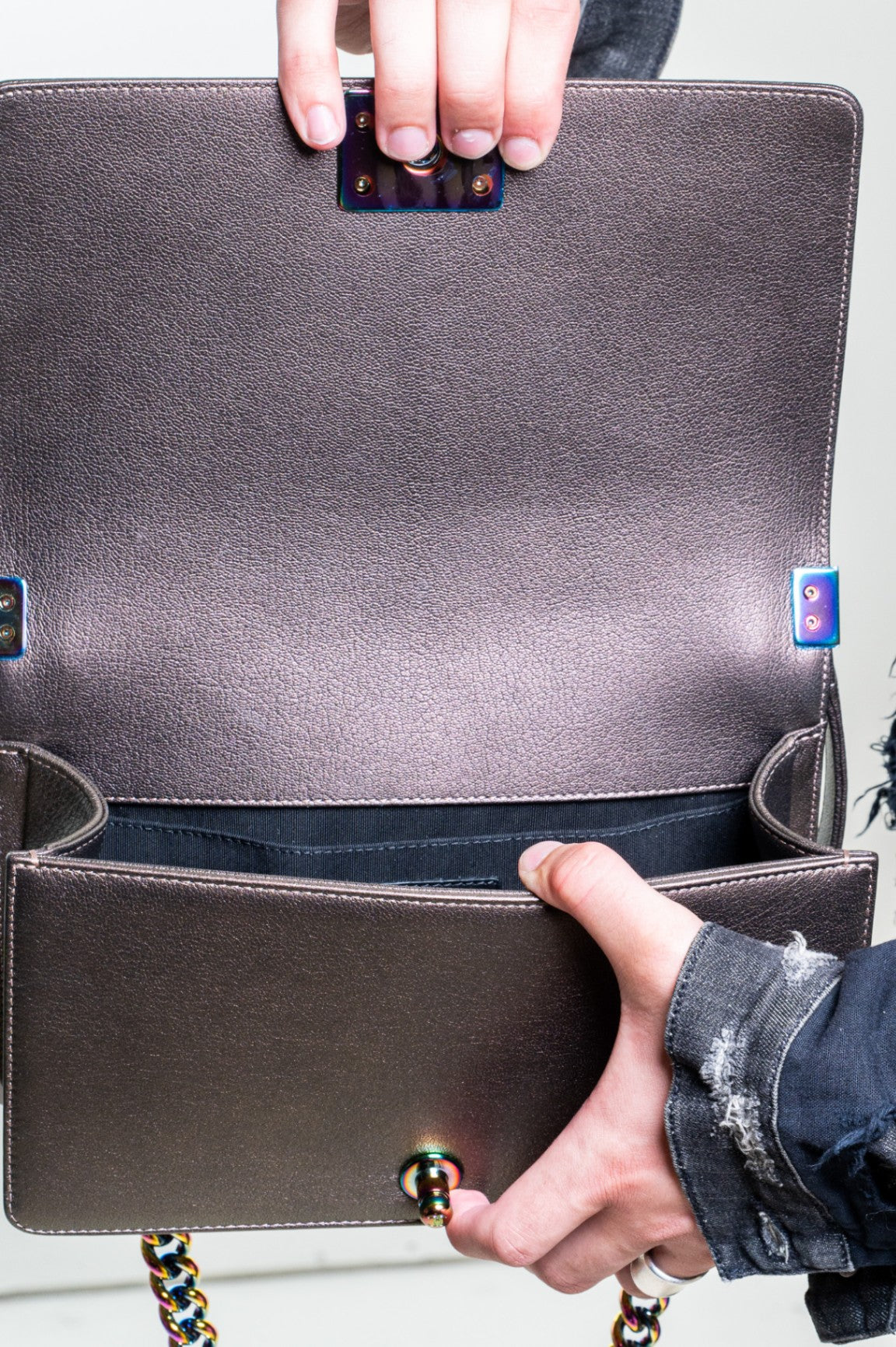 Iridescent Medium Boy Bag
