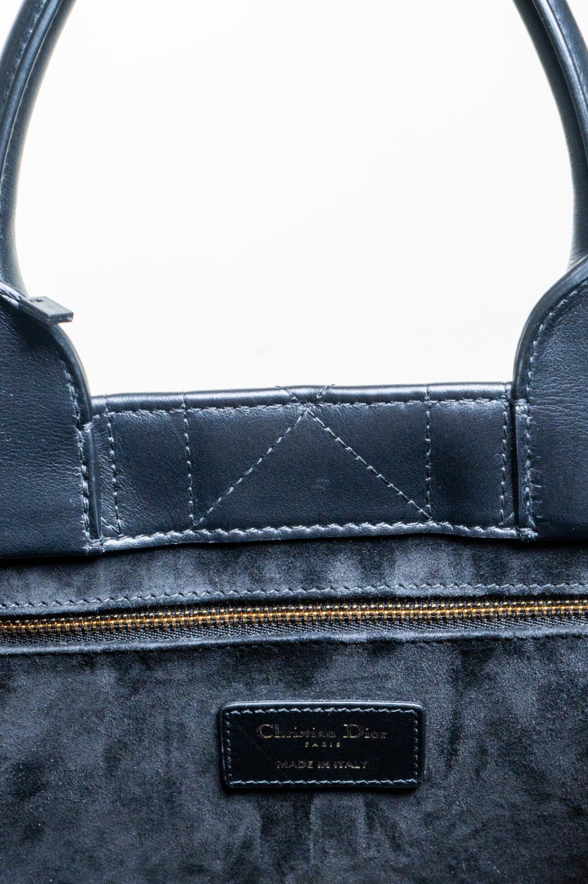 Black Macrocannage Leather Book Tote w/ strap