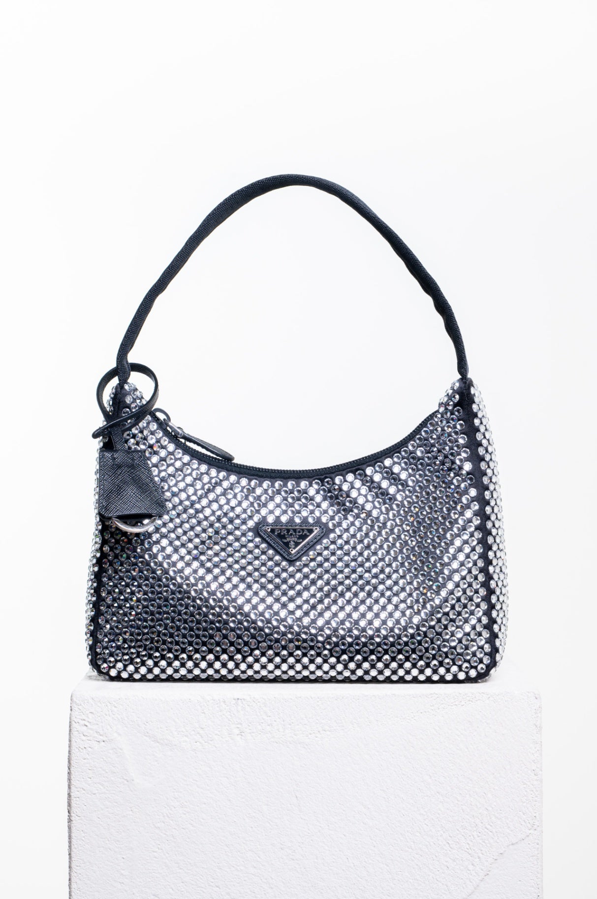 Re-Edition 2000 Crystal Embellished Satin Mini Bag