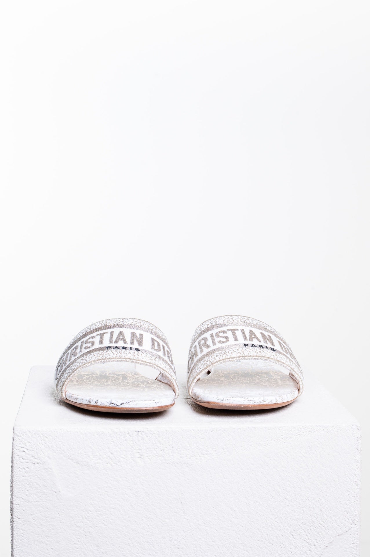 White/Gold Dway Slide Sandals