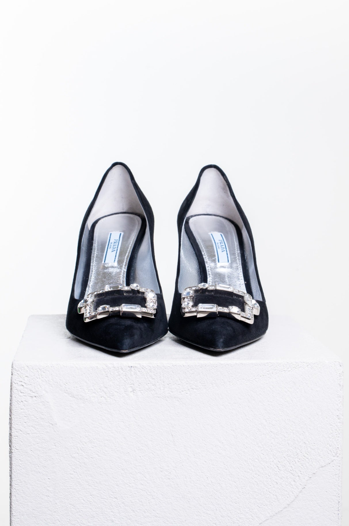 Black Crystal Buckle Pointed Toe Pump