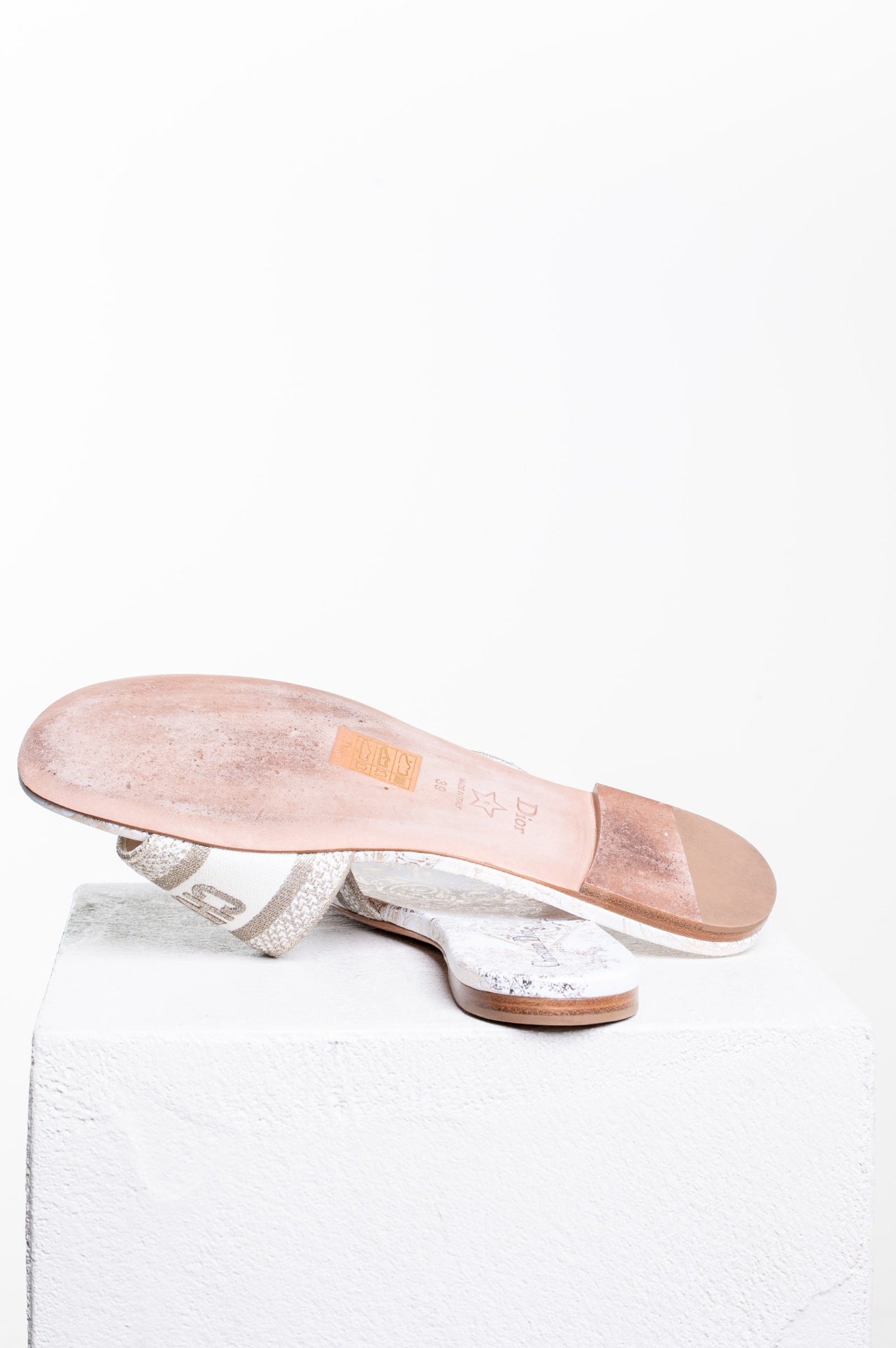 White/Gold Dway Slide Sandals