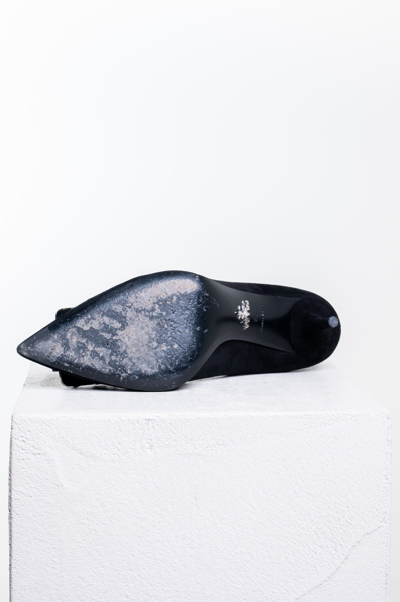 Black Crystal Buckle Pointed Toe Pump