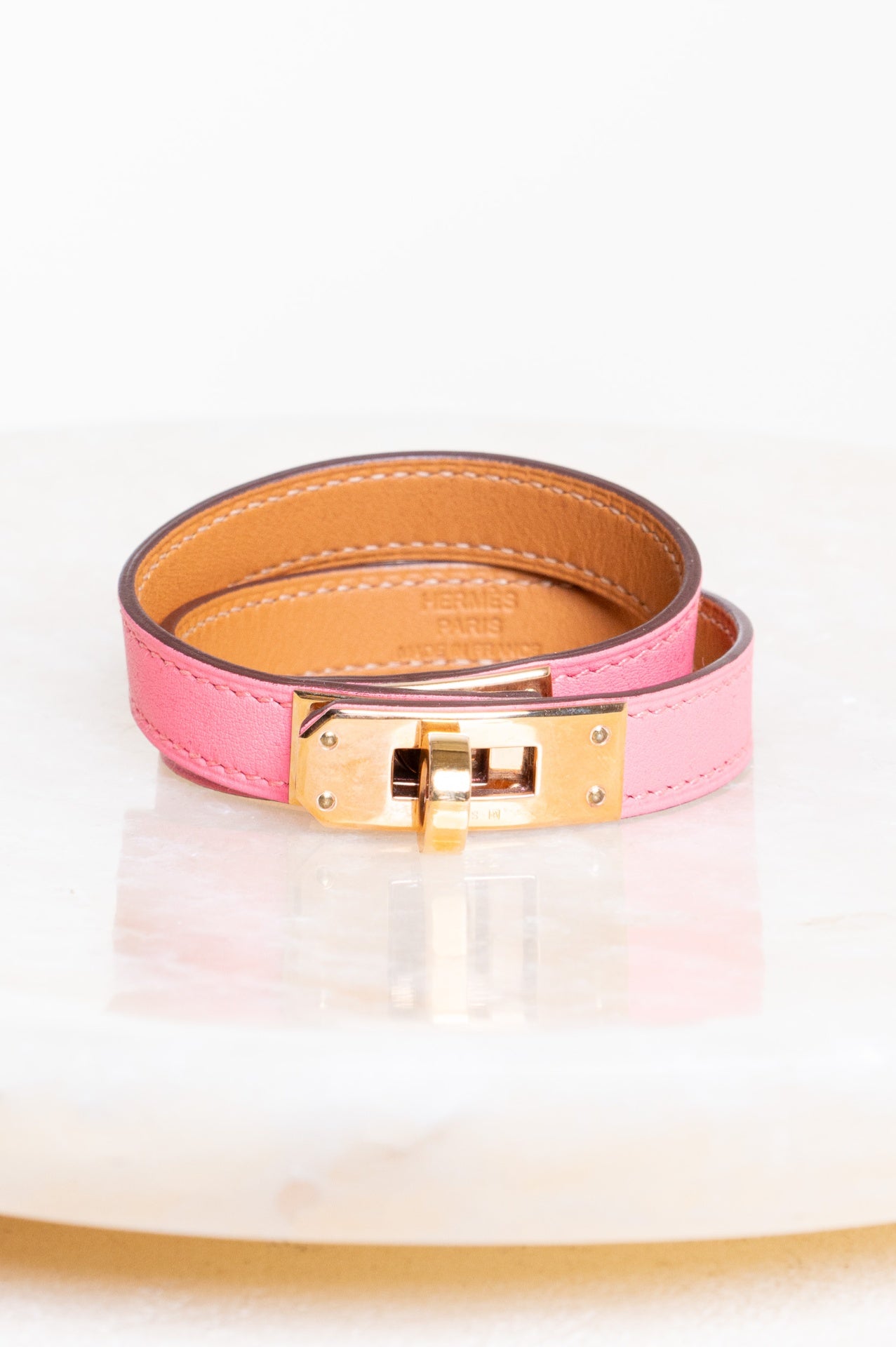 Pink and Gold Mini Kelly Double Tour bracelet