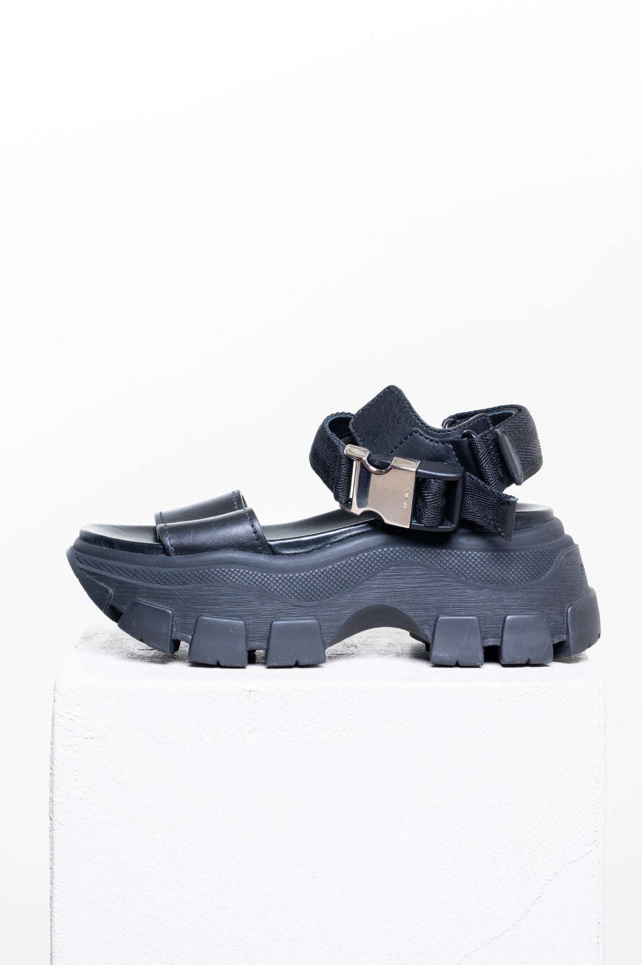 Black Pegasus Monolith Thunder Leather Platform Sandal