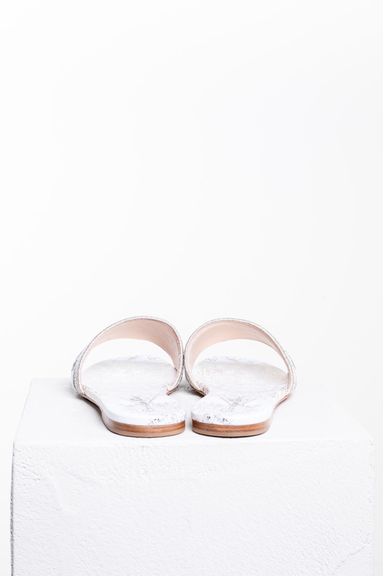 White/Gold Dway Slide Sandals