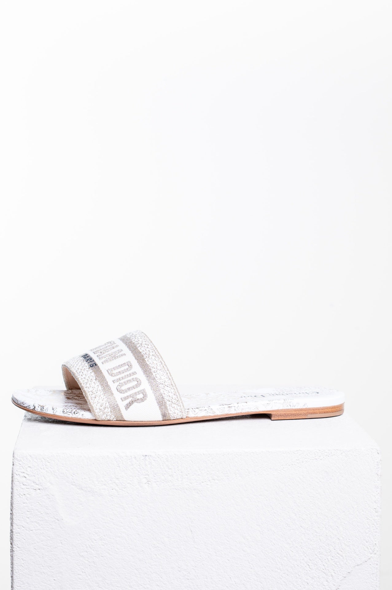 White/Gold Dway Slide Sandals