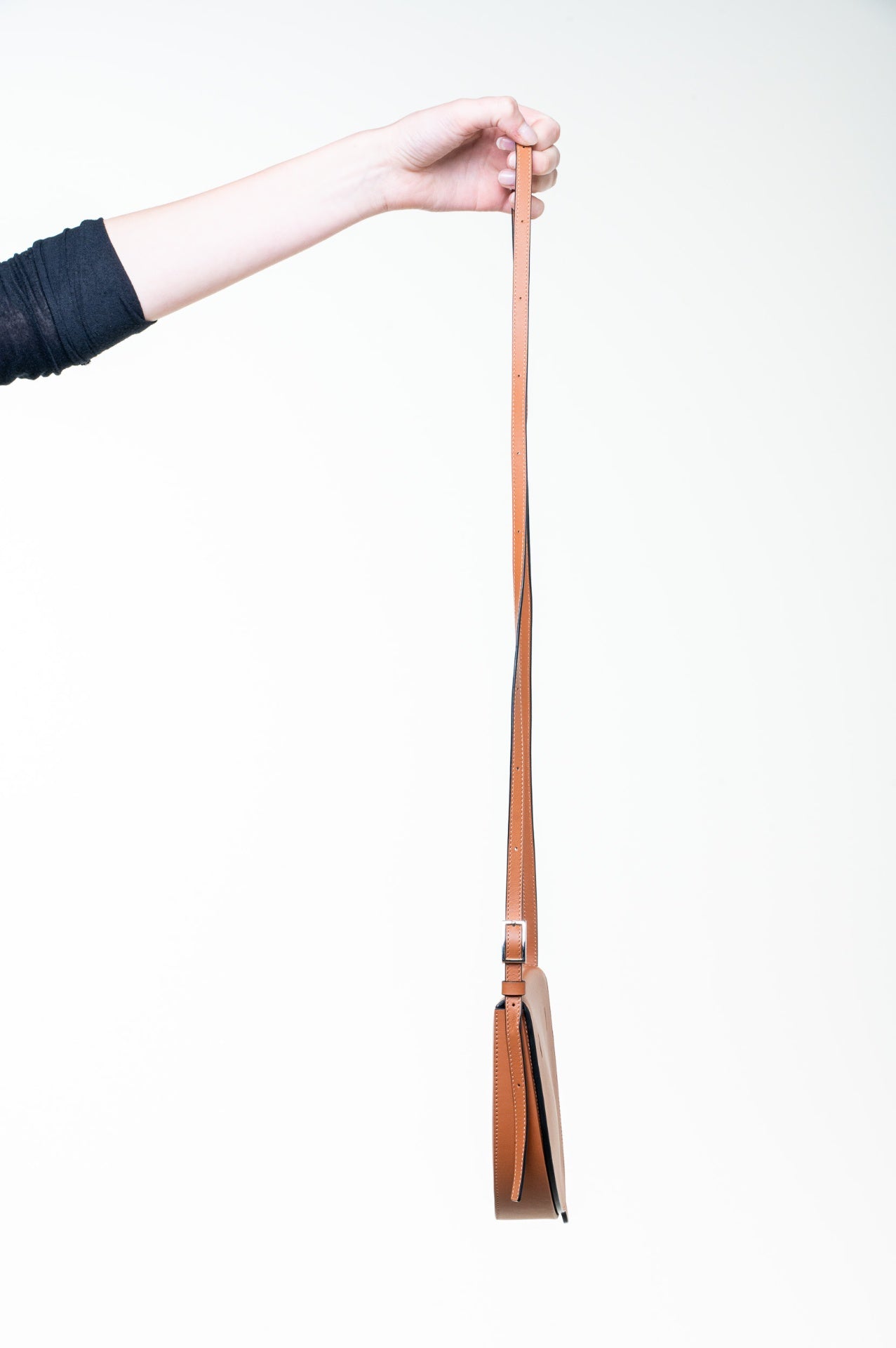 Brown Leather Mini Heel Crossbody Bag