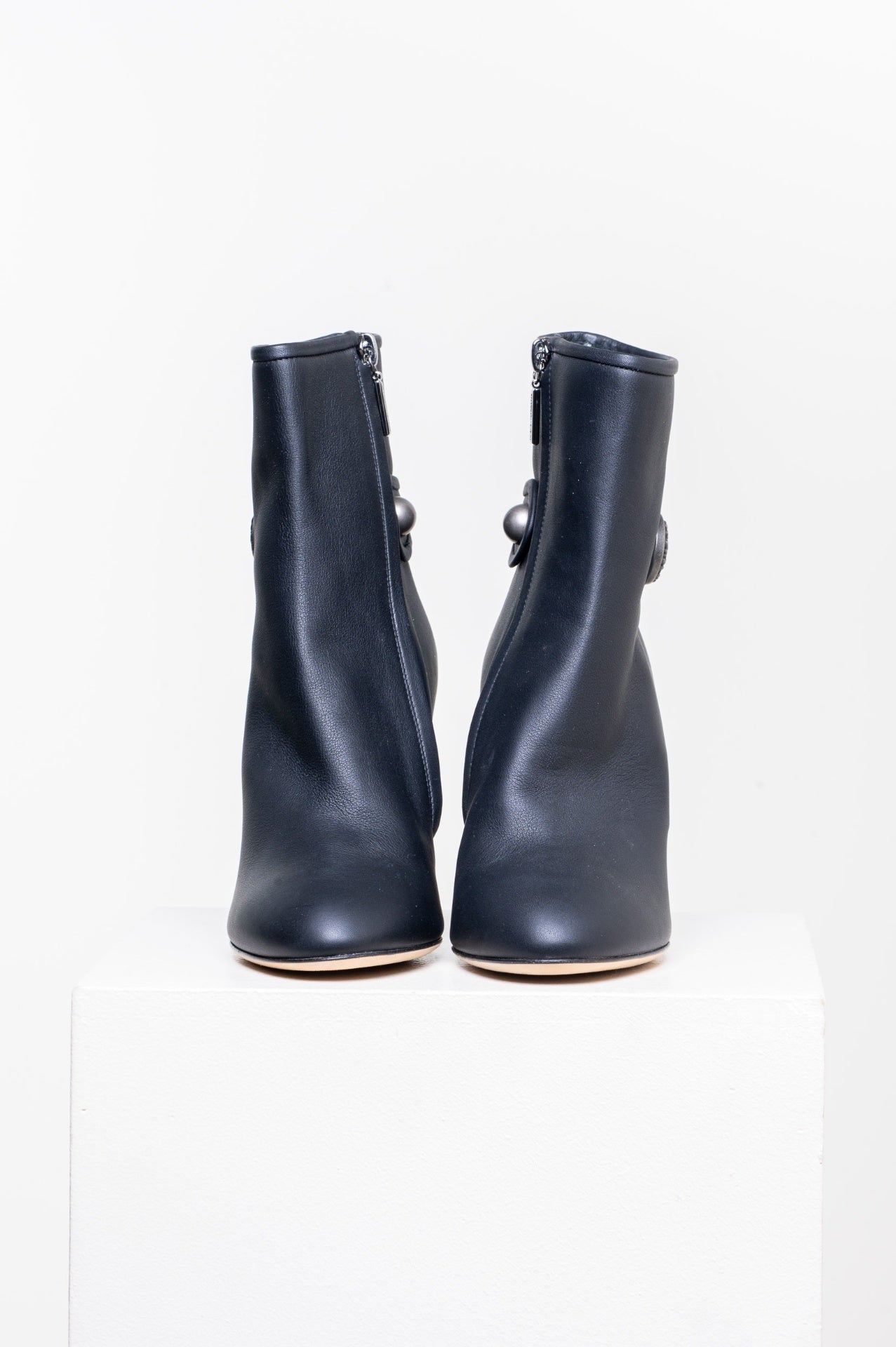 Black Round Toe Heeled Ankle Bootie