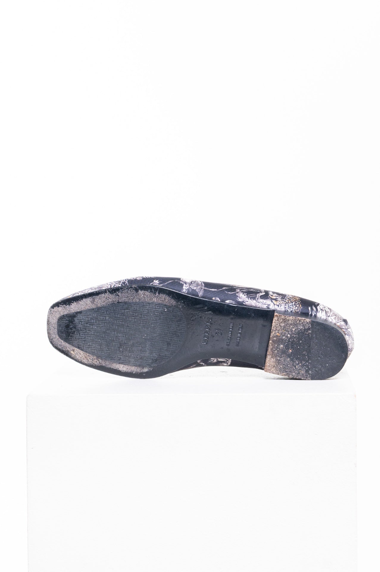 Black Printed Silk Equateur Tattoo Flats Ballet Loafer