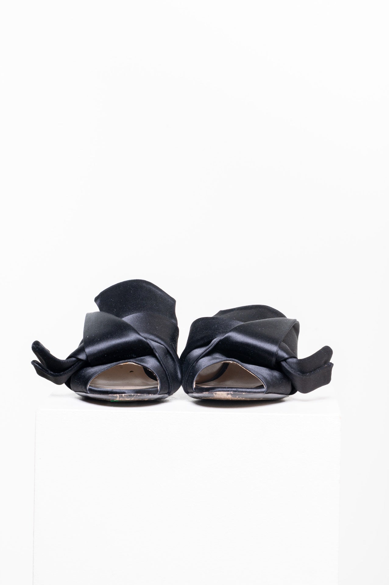 Black Satin Kitten Heels