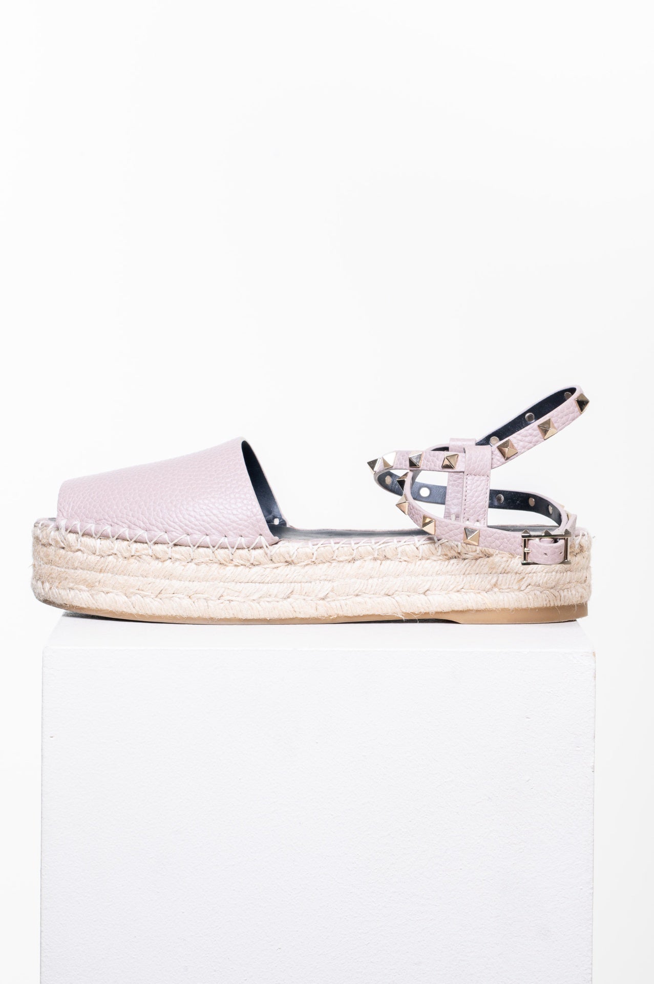 Powder Pink Rockstud Platform Espadrille